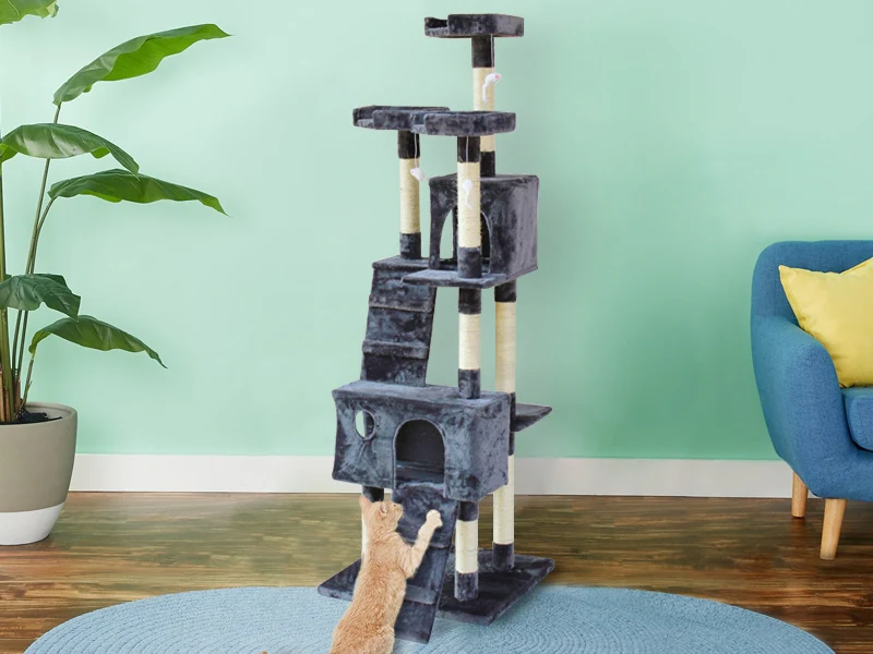 BINGO Cat Tree House 185cm 7 Levels - GREY - Image 3