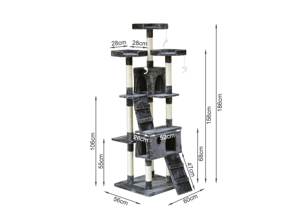 BINGO Cat Tree House 185cm 7 Levels - GREY - Image 5