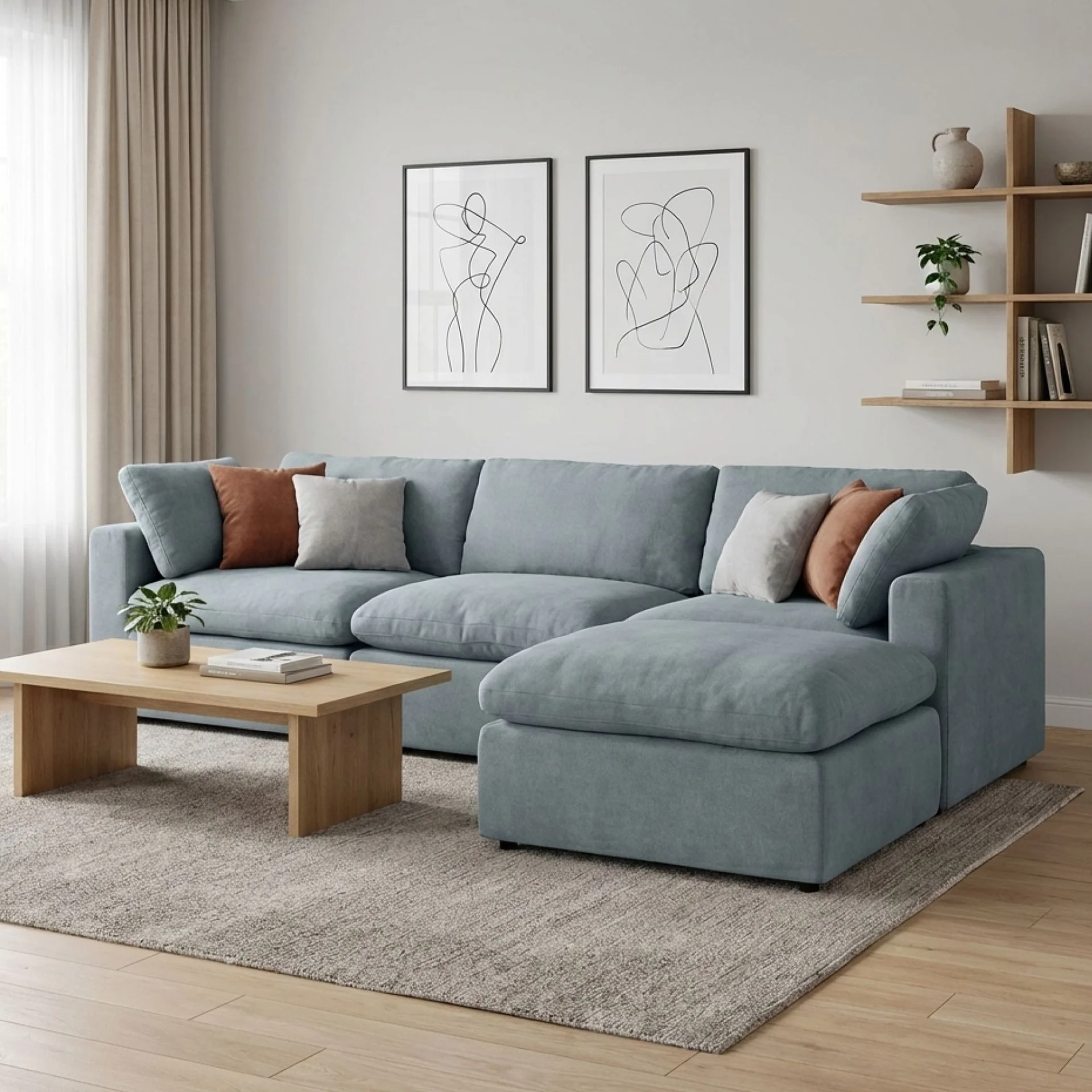 Bishopston Duck Feather Filled Modular Sofa - Grey - Image 3