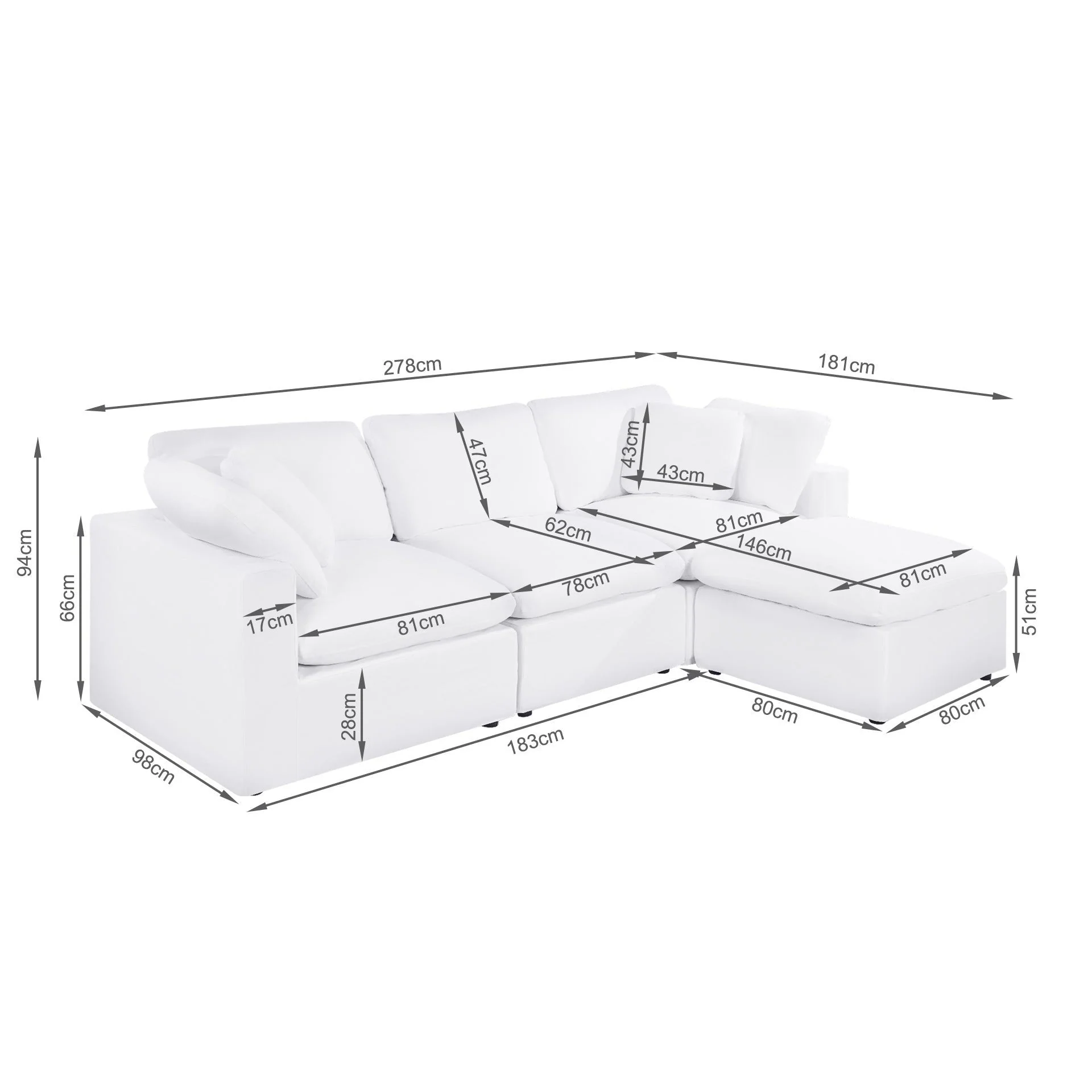 Bishopston Duck Feather Filled Modular Sofa - White - Image 13