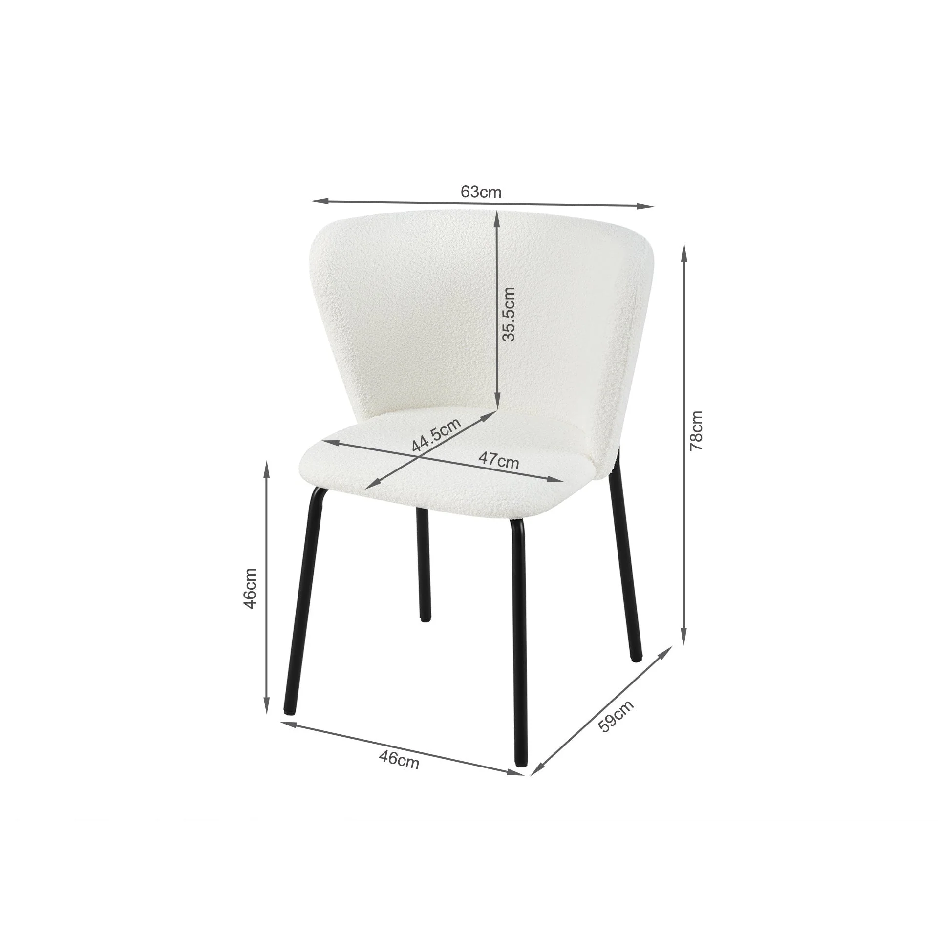 Blair Teddy Fabric Dining Chair - Set of 2 - White - Image 10