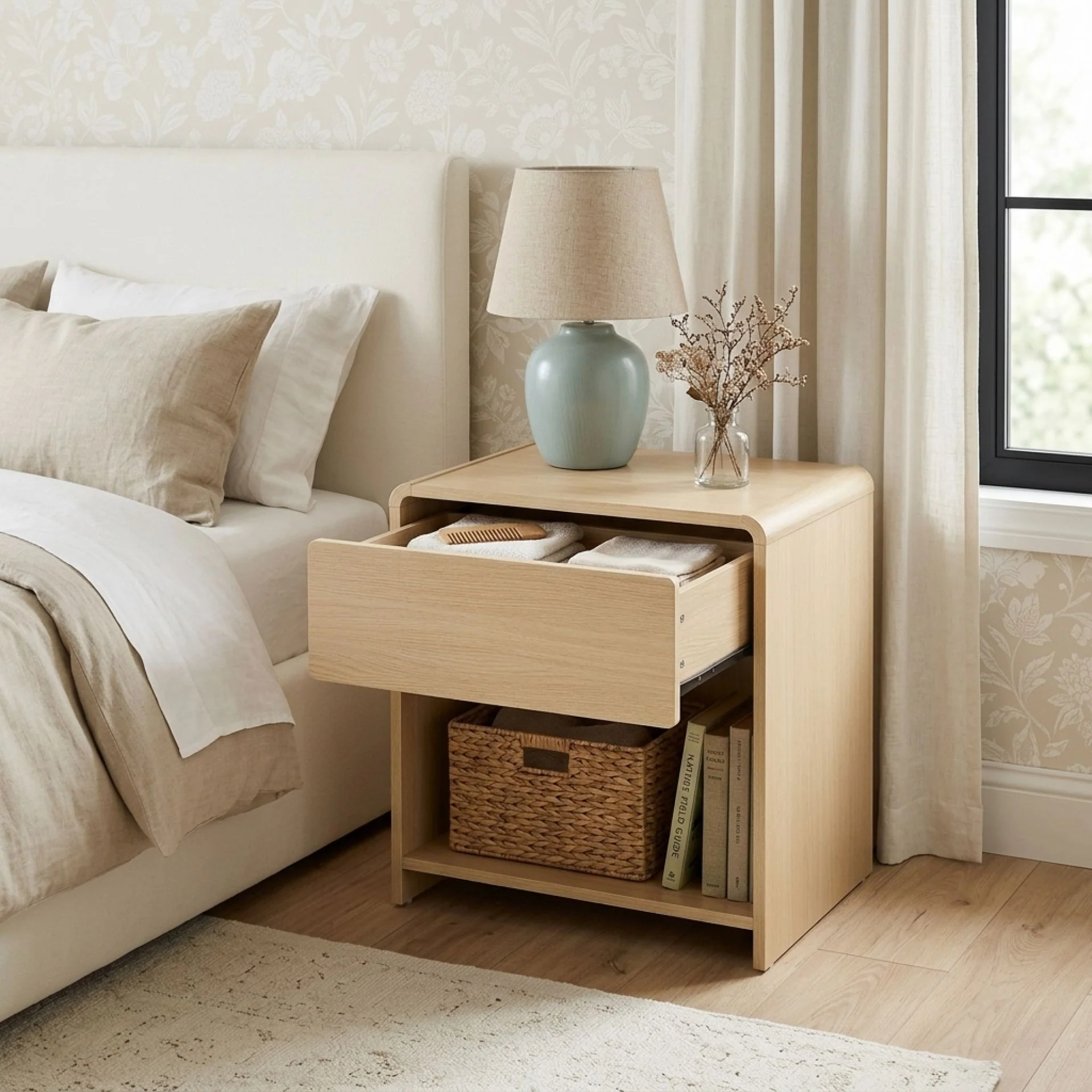Blake Bedside Table - Oak - Image 2