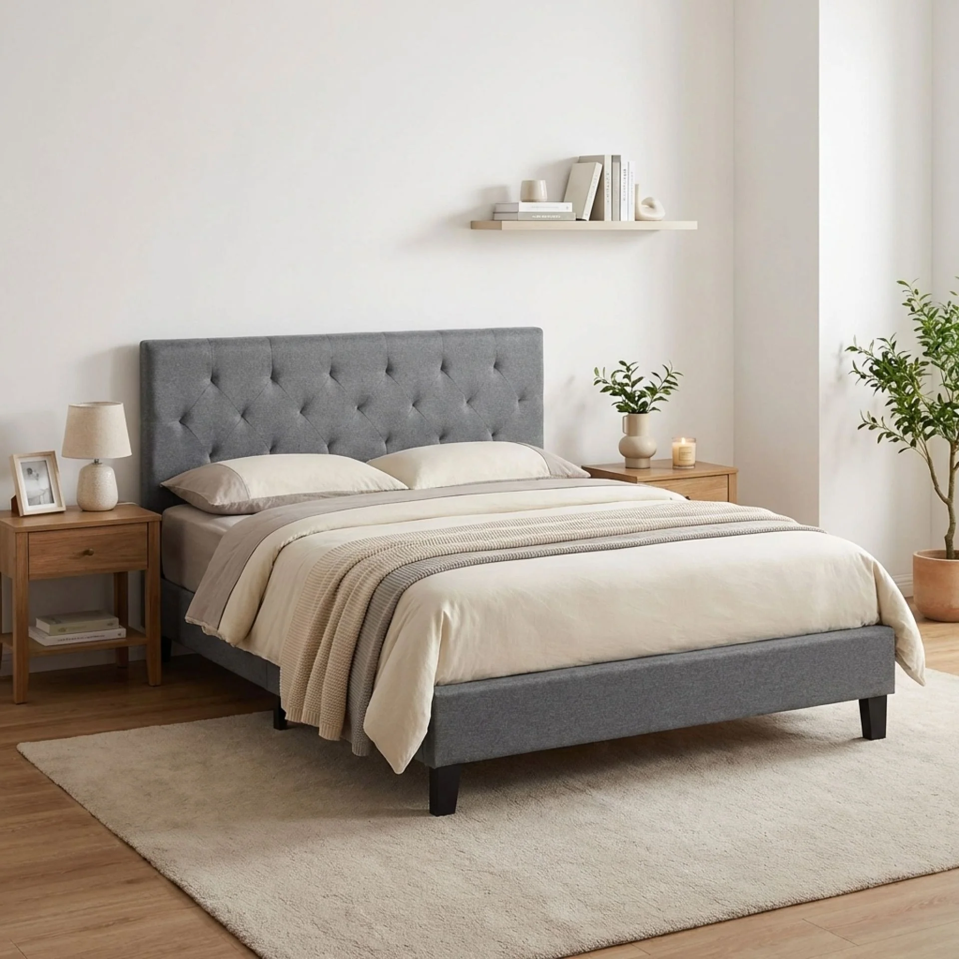 Blane Double Bed Frame - Dark Grey - Image 3
