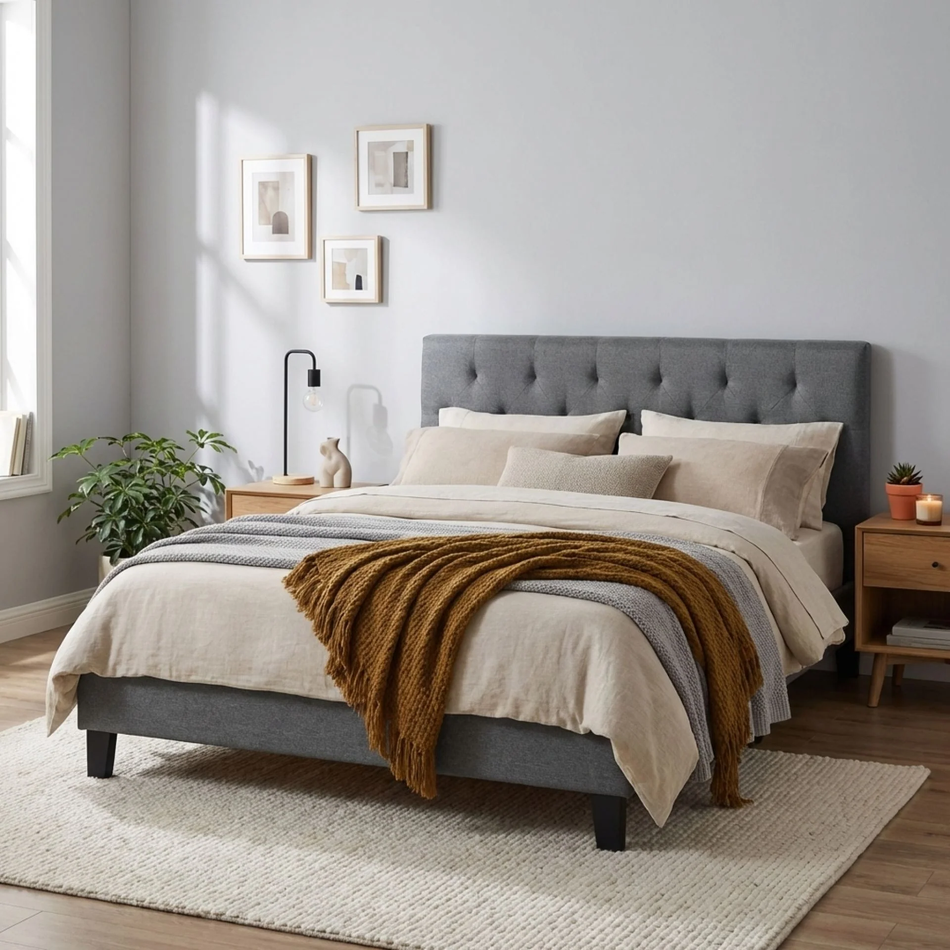 Blane Double Bed Frame - Dark Grey - Image 4