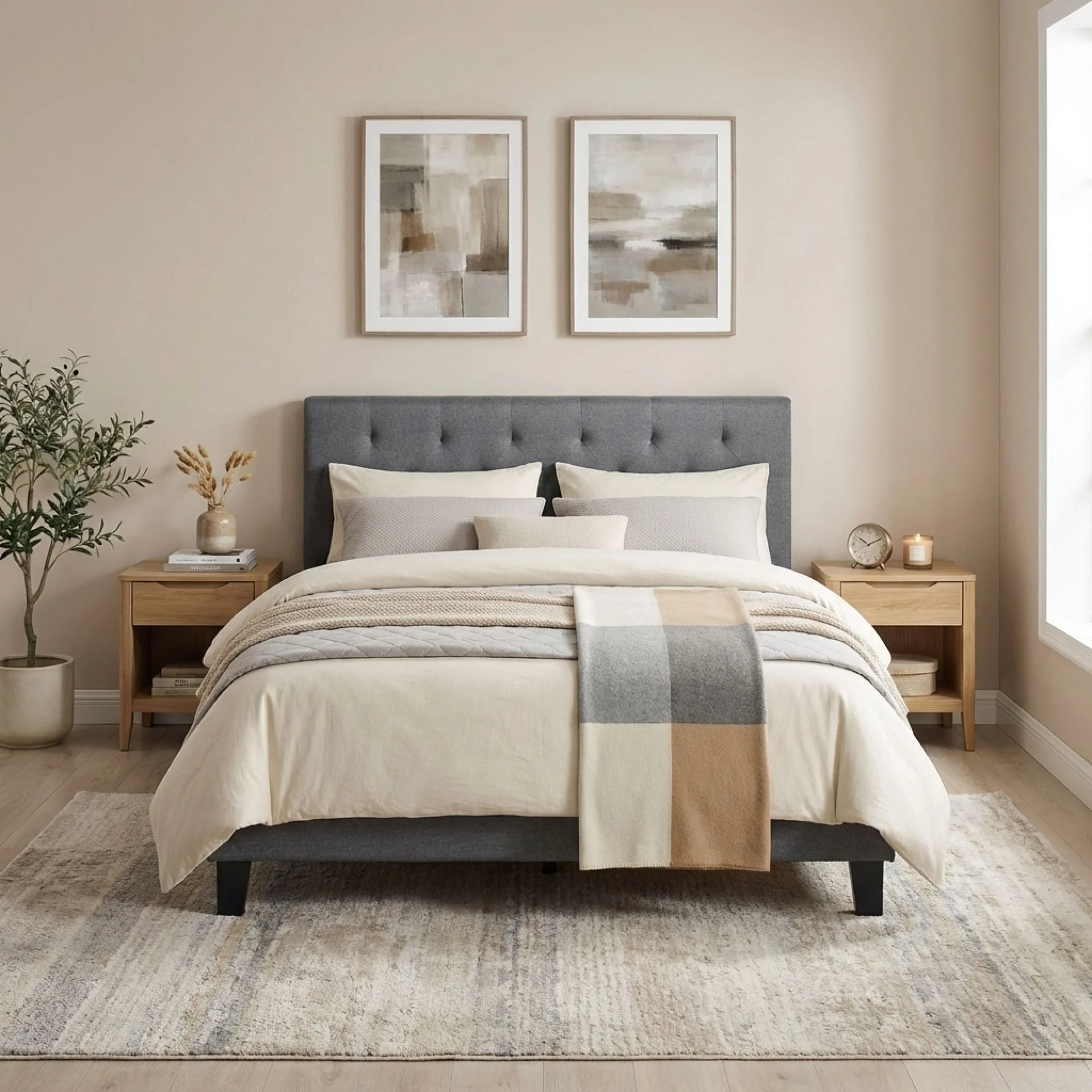 Blane Double Bed Frame - Dark Grey - Image 5
