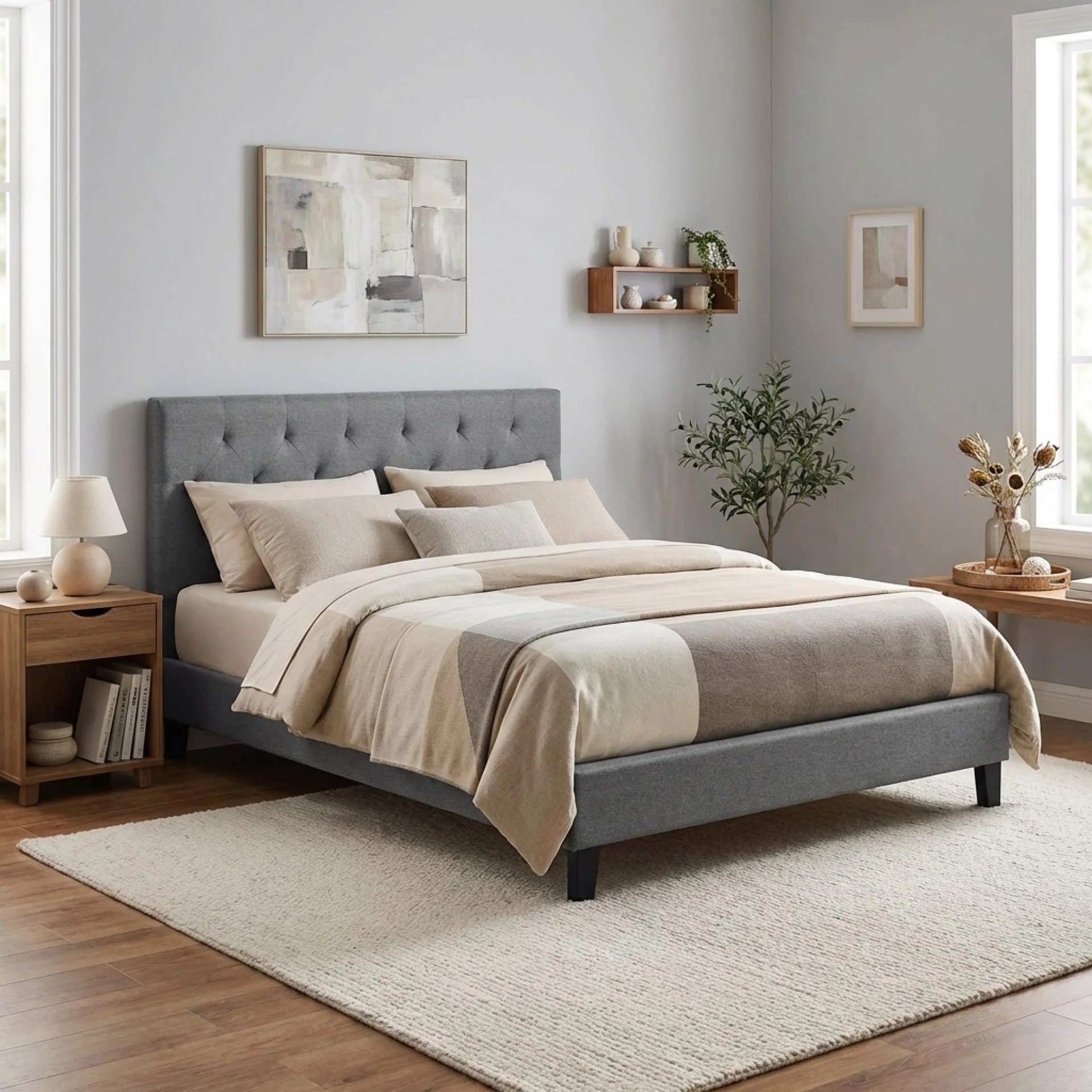 Blane Double Bed Frame - Dark Grey - Image 6