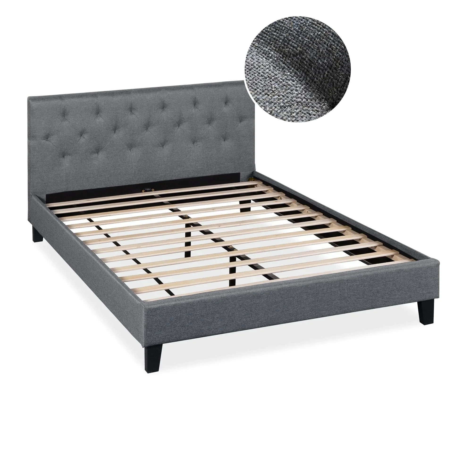 Blane Double Bed Frame - Dark Grey - Image 9