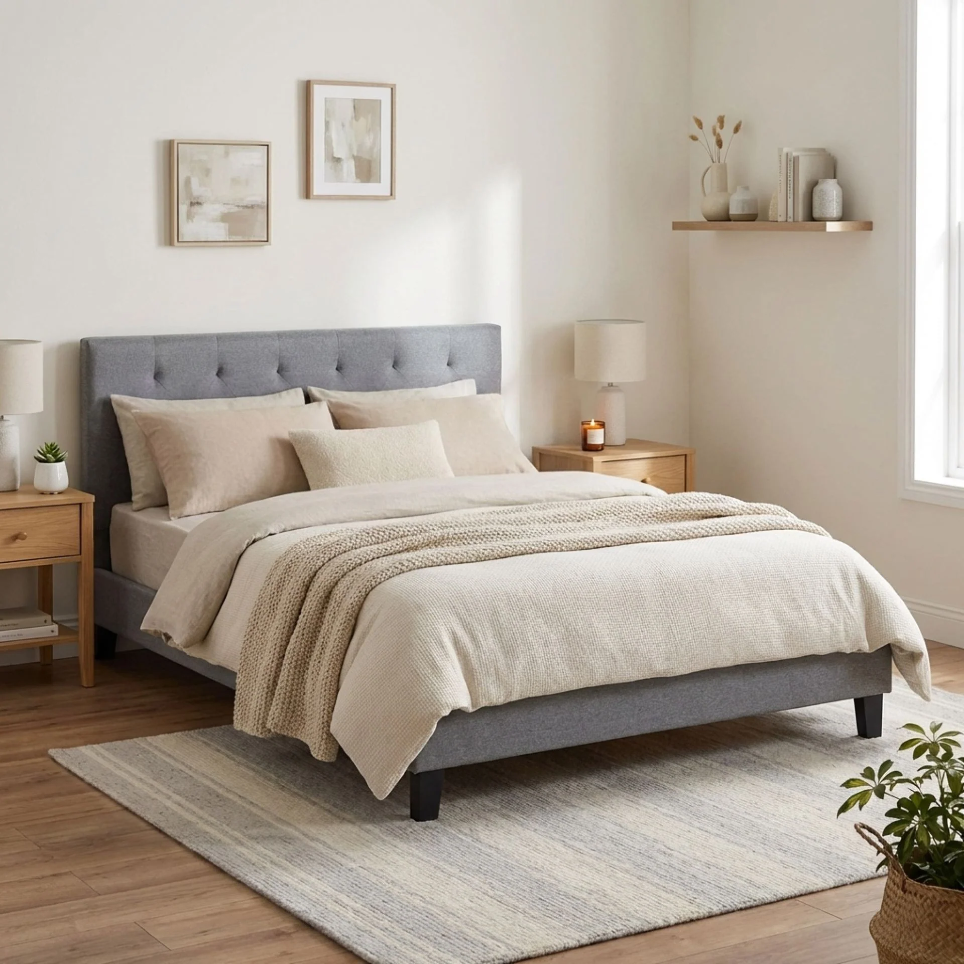 Blane Double Bed Frame - Grey - Image 3