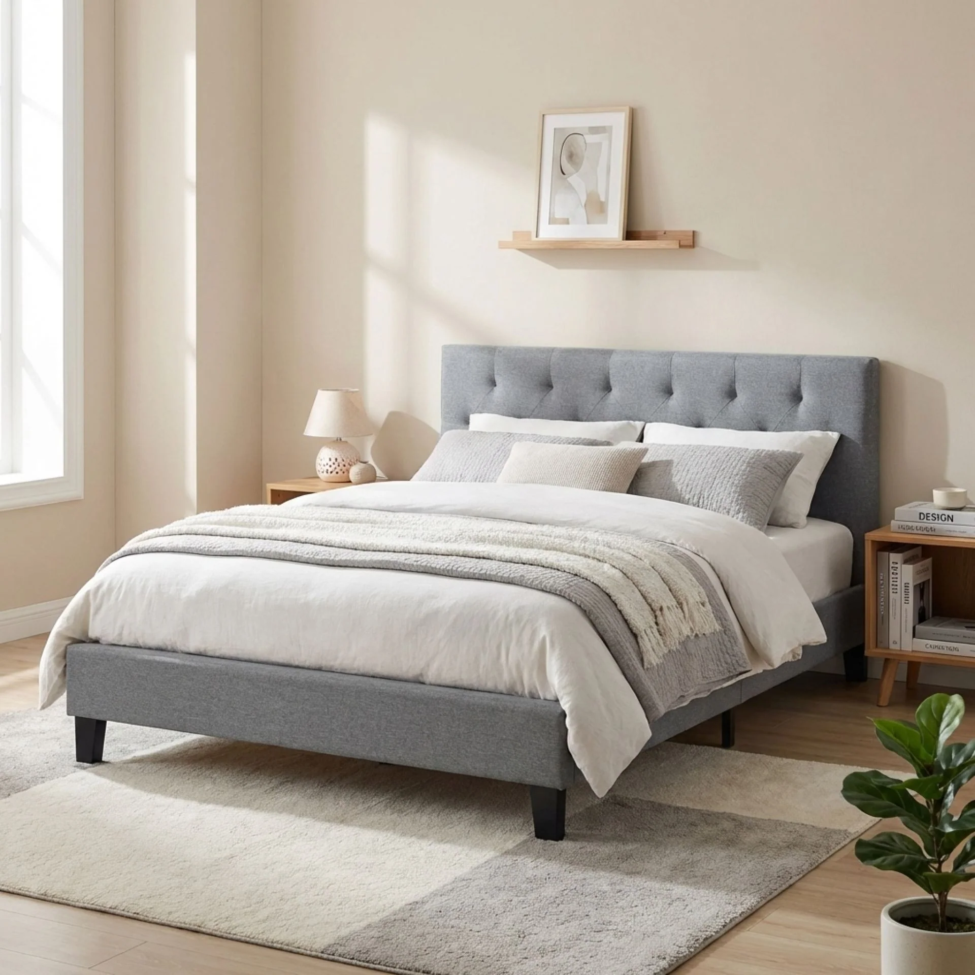 Blane Double Bed Frame - Grey - Image 4