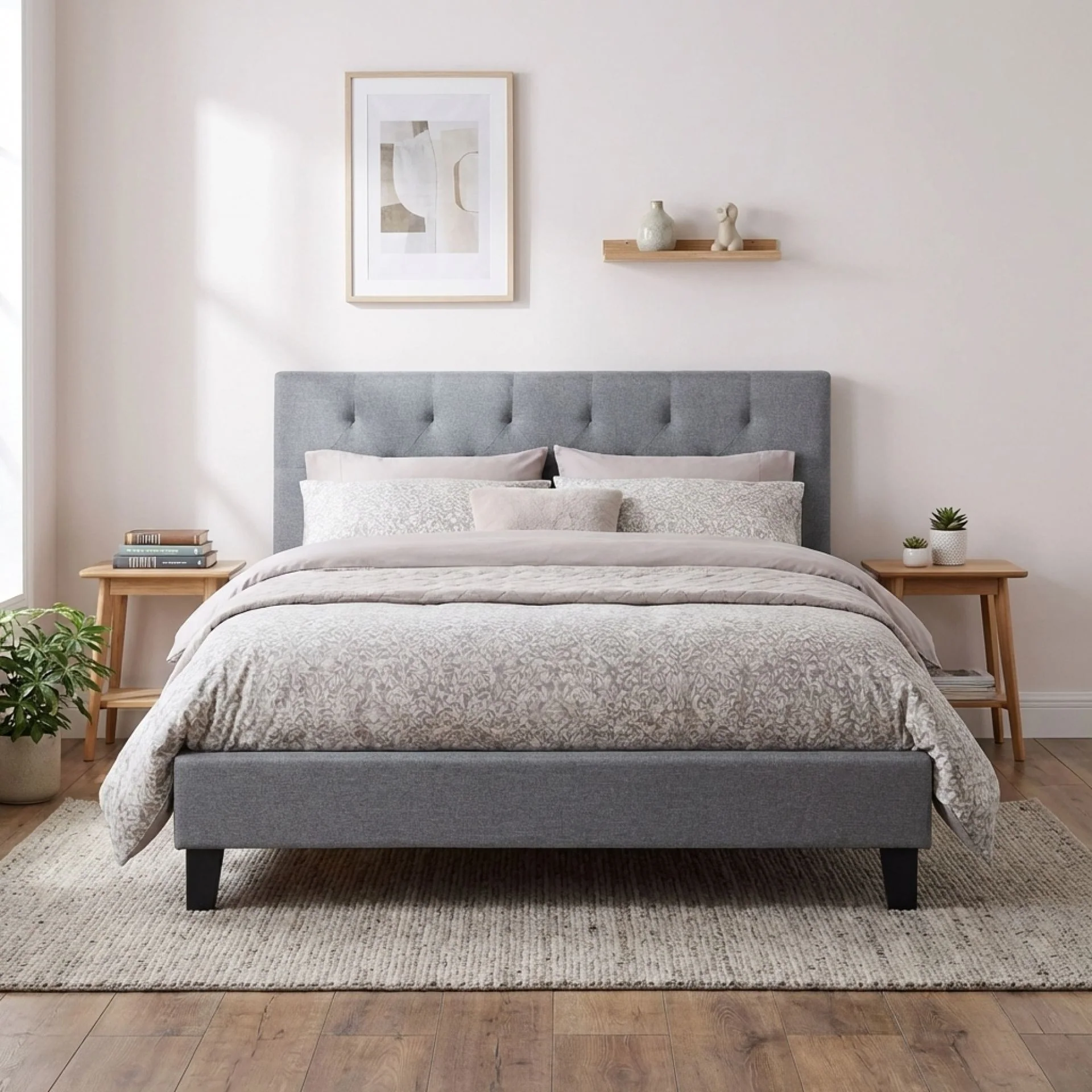 Blane Double Bed Frame - Grey - Image 5