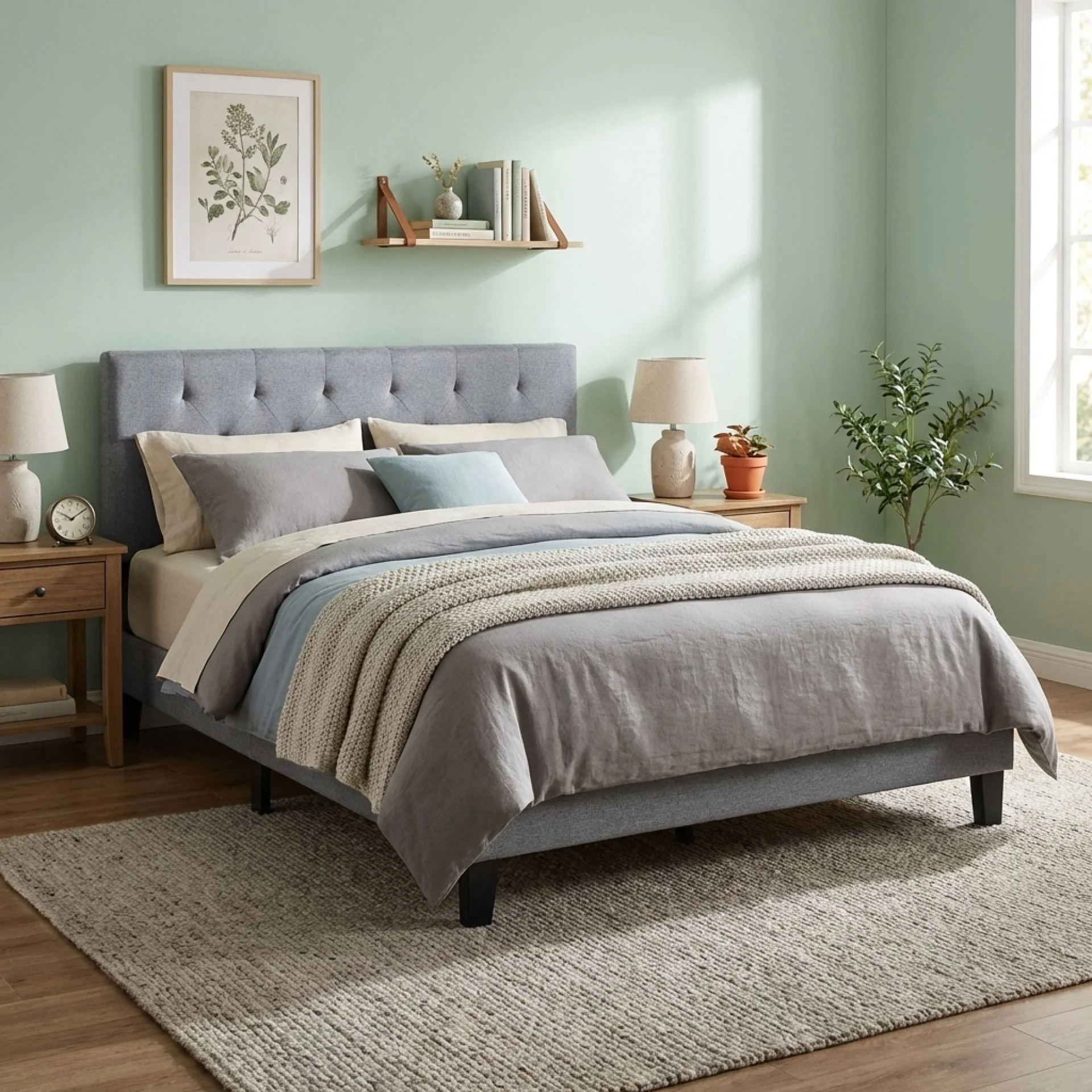 Blane Double Bed Frame - Grey - Image 6