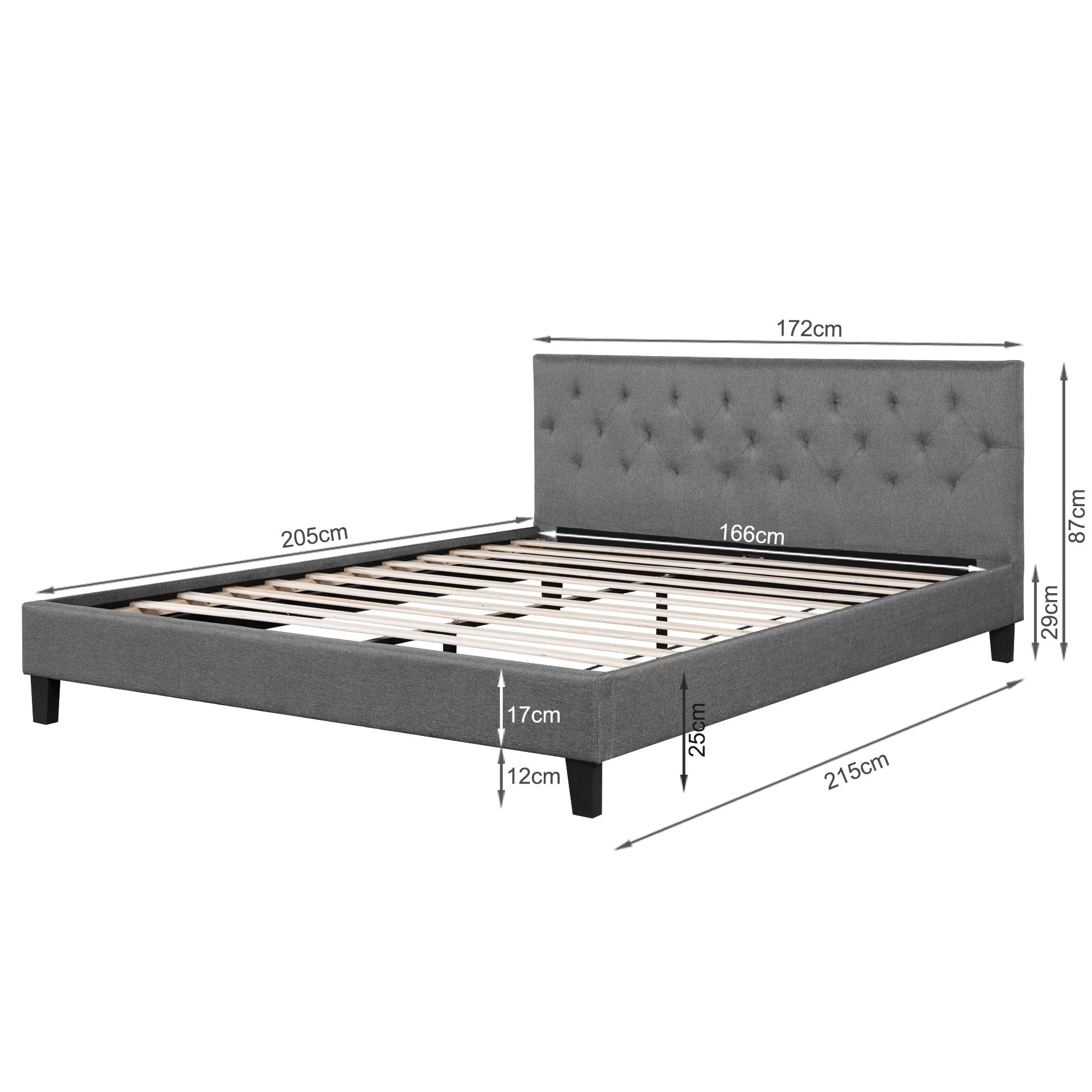 Blane King Bed Frame - Dark Grey - Image 13