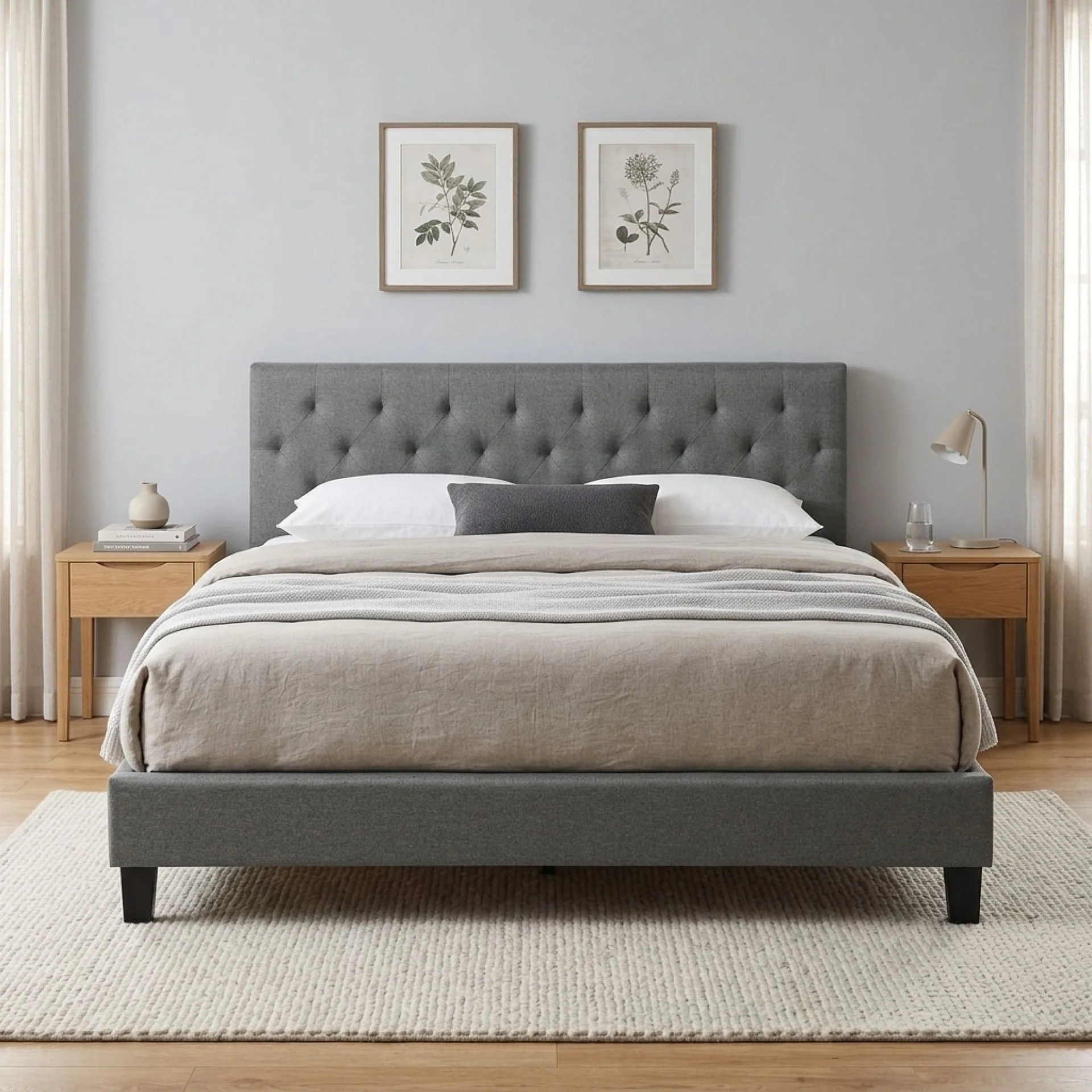 Blane King Bed Frame - Dark Grey - Image 4