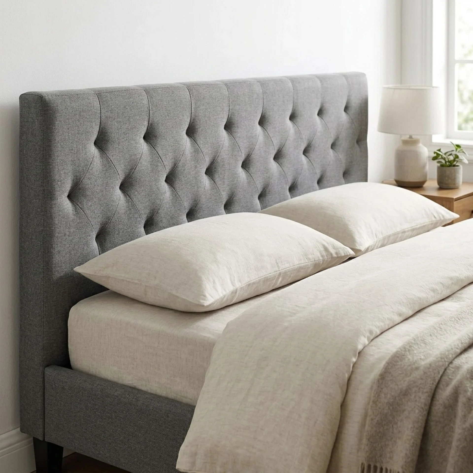 Blane King Bed Frame - Dark Grey - Image 5