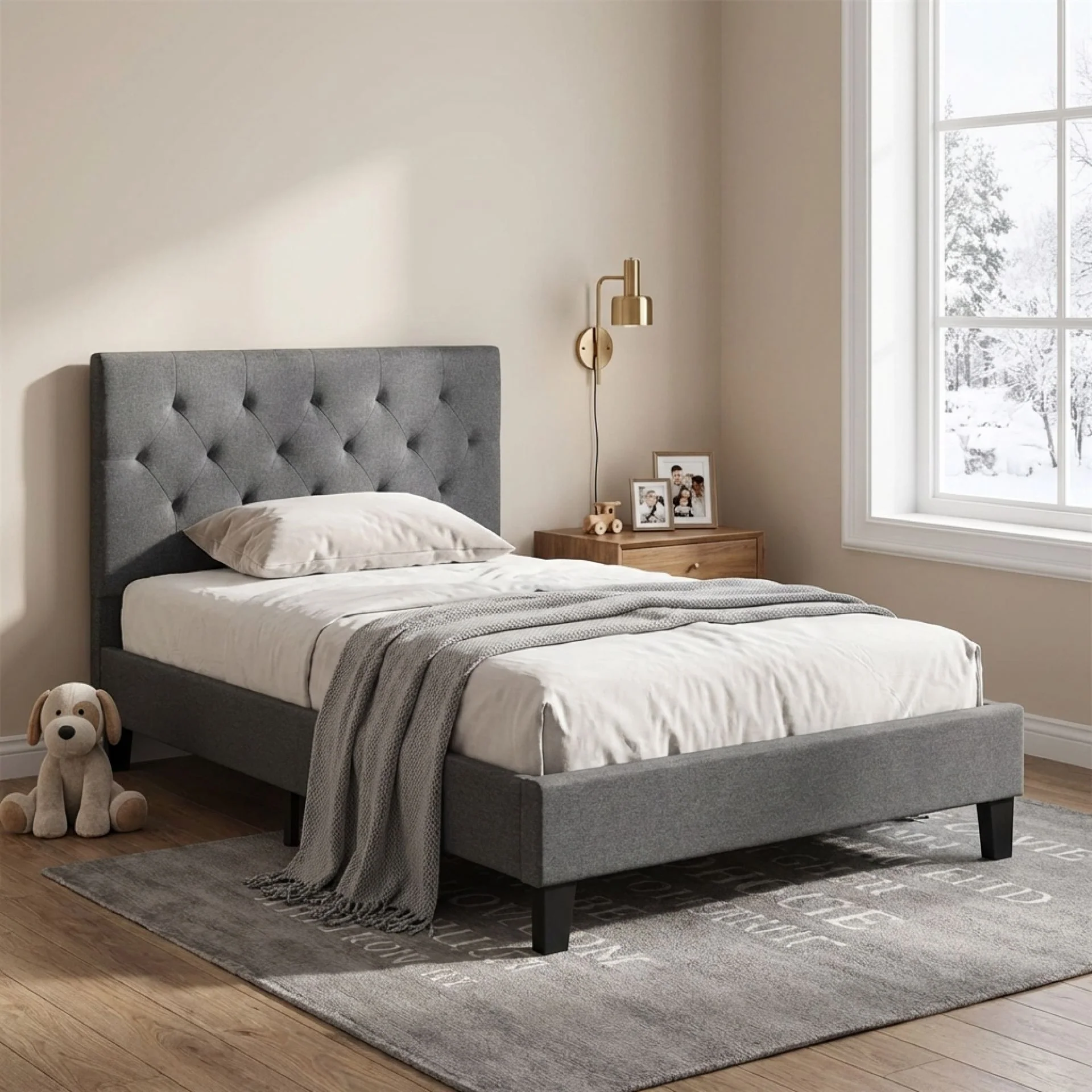 Blane King Single Bed Frame - Dark Grey - Image 4
