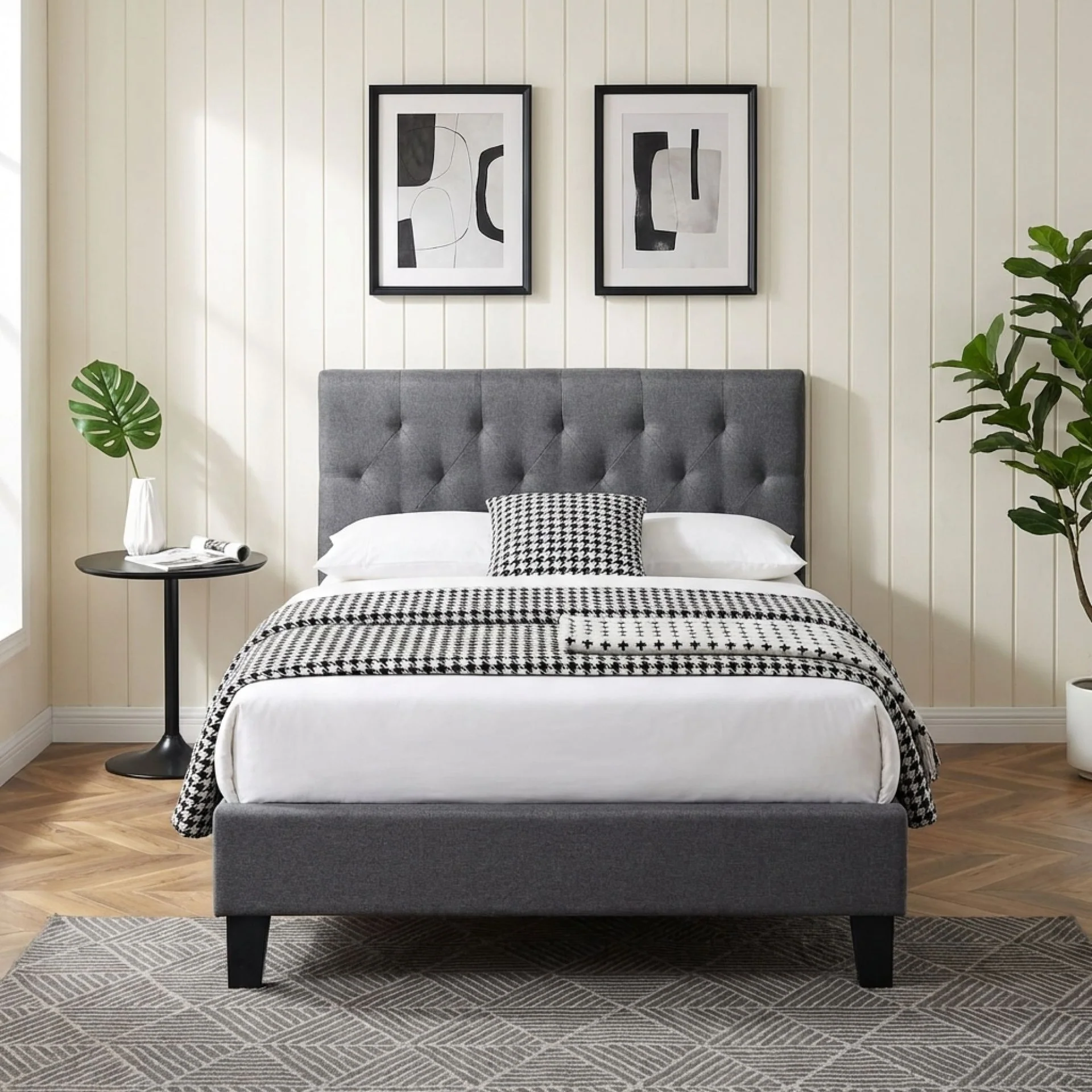 Blane King Single Bed Frame - Dark Grey - Image 5