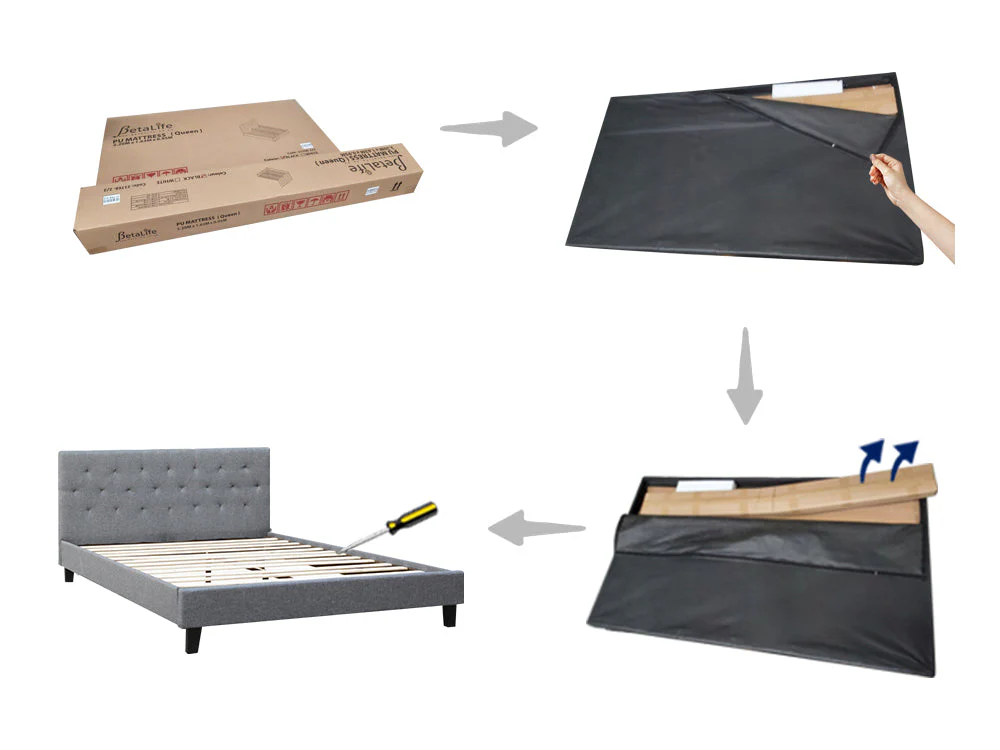 BLANE King Single Bed Frame - GREY - Image 10