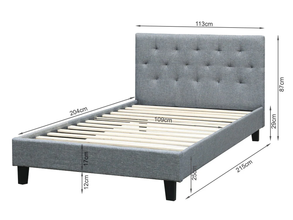 BLANE King Single Bed Frame - GREY - Image 9