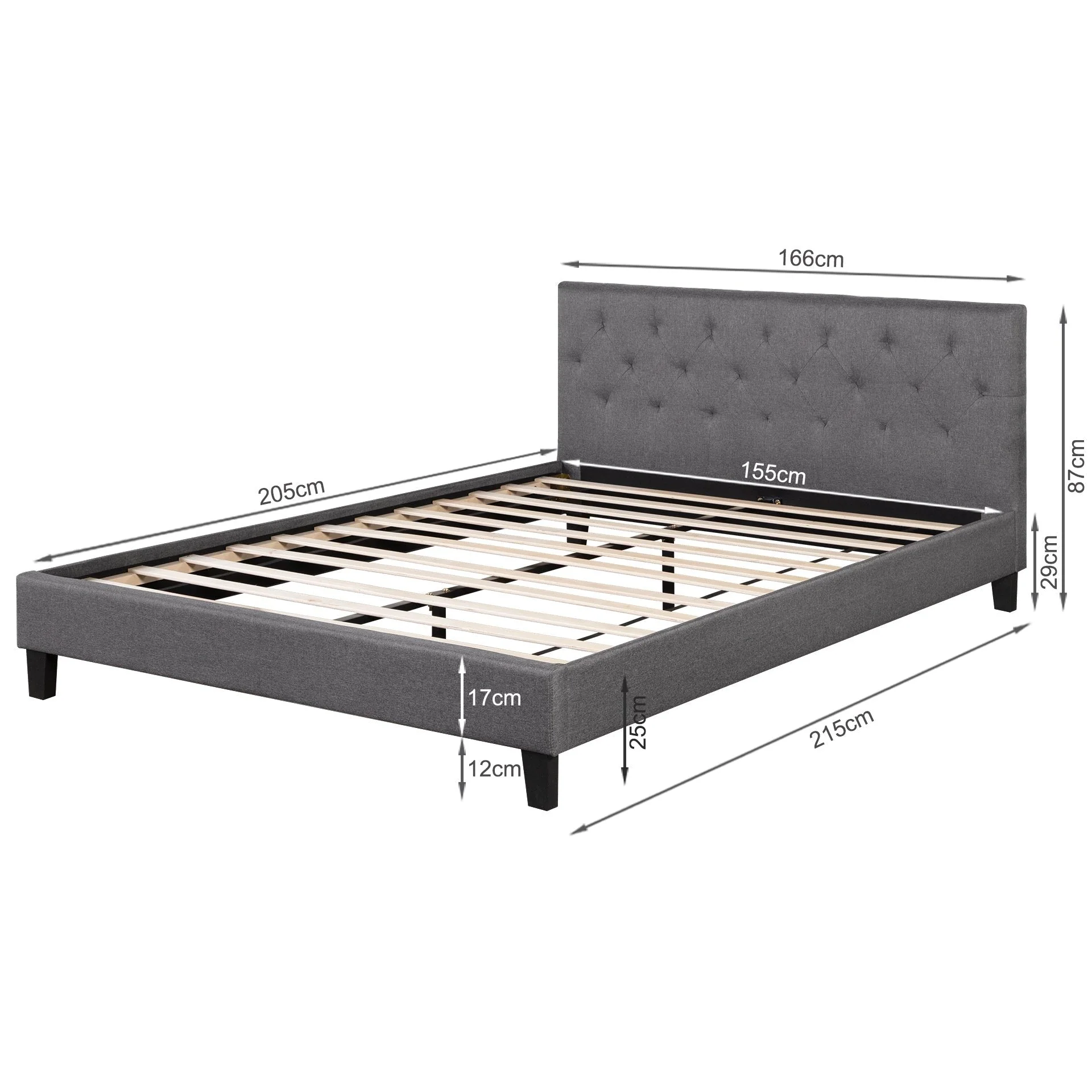 Blane Queen Bed Frame - Dark Grey - Image 10