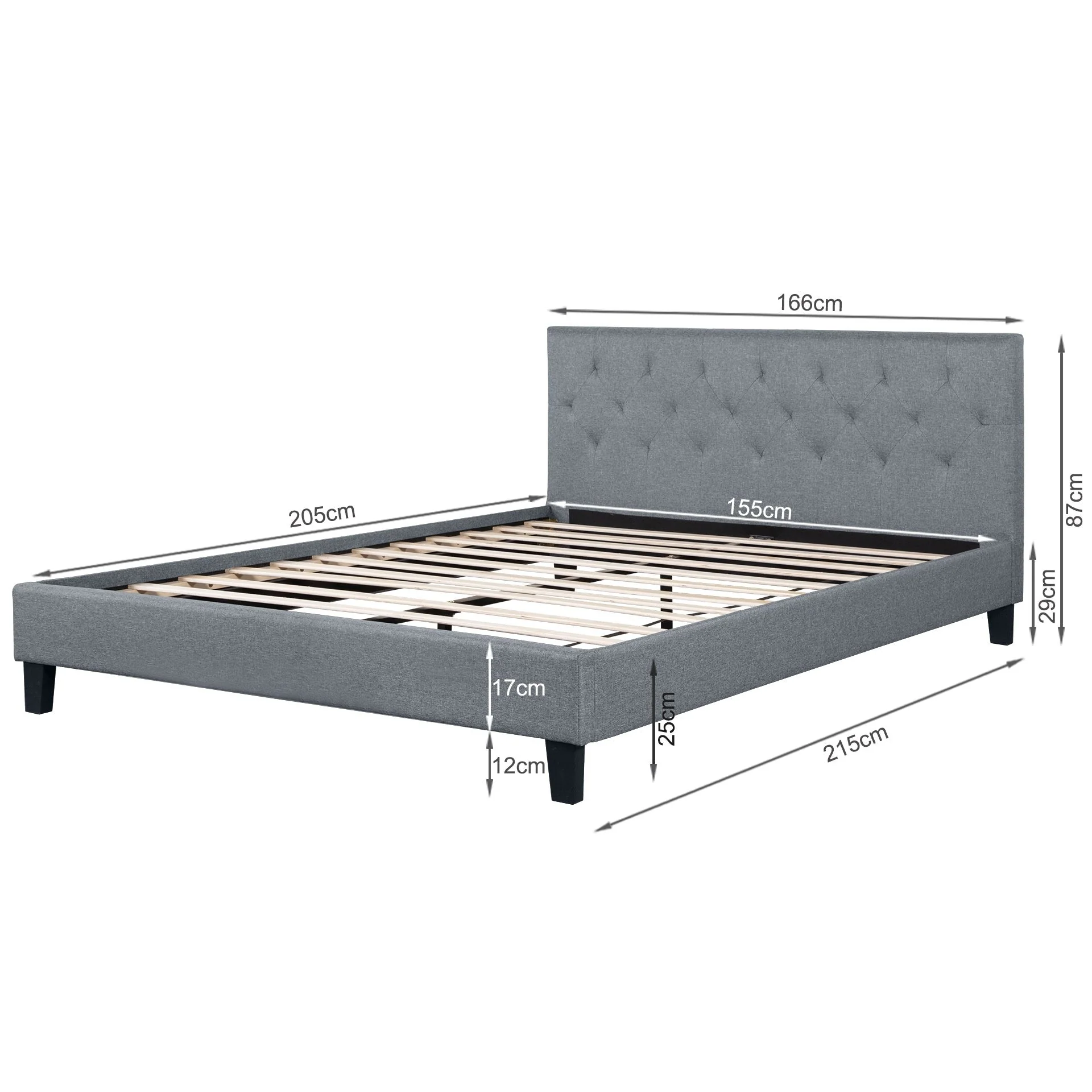 Blane Queen Bed Frame - Grey - Image 12