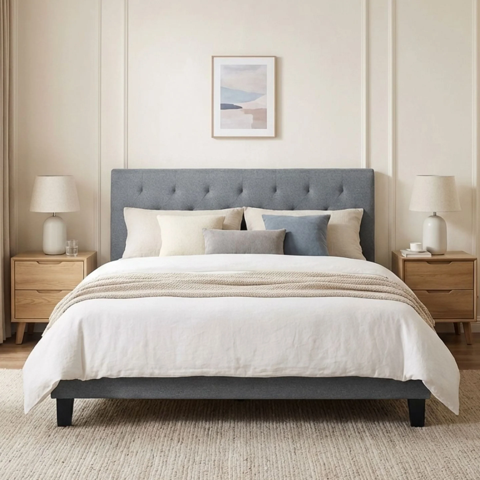 Blane Queen Bed Frame - Grey - Image 3