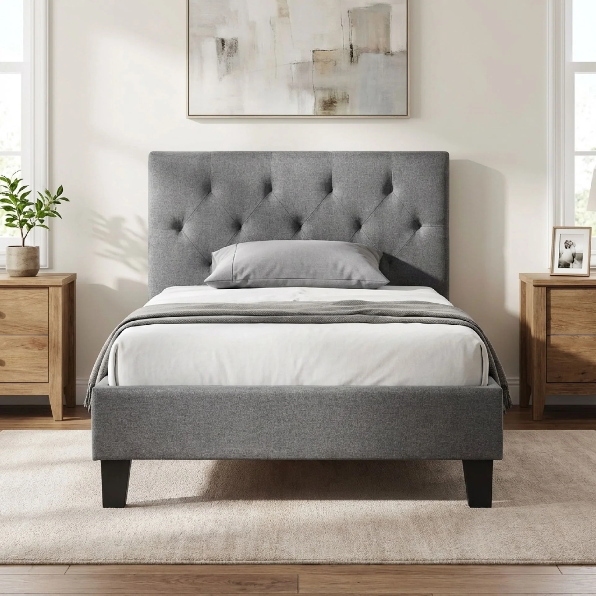 Blane Single Bed Frame - Dark Grey - Image 6