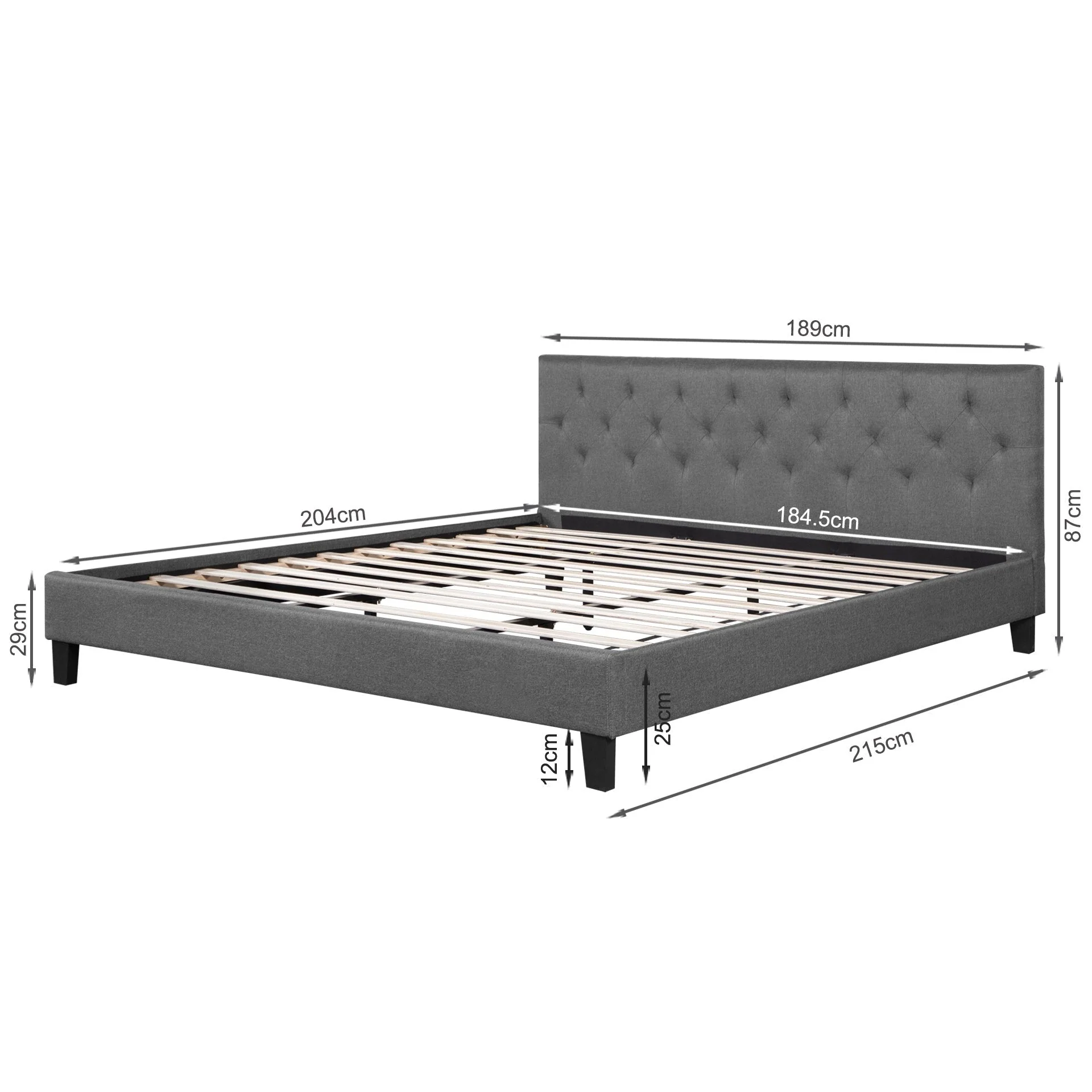 Blane Super King Bed Frame - Dark Grey - Image 10