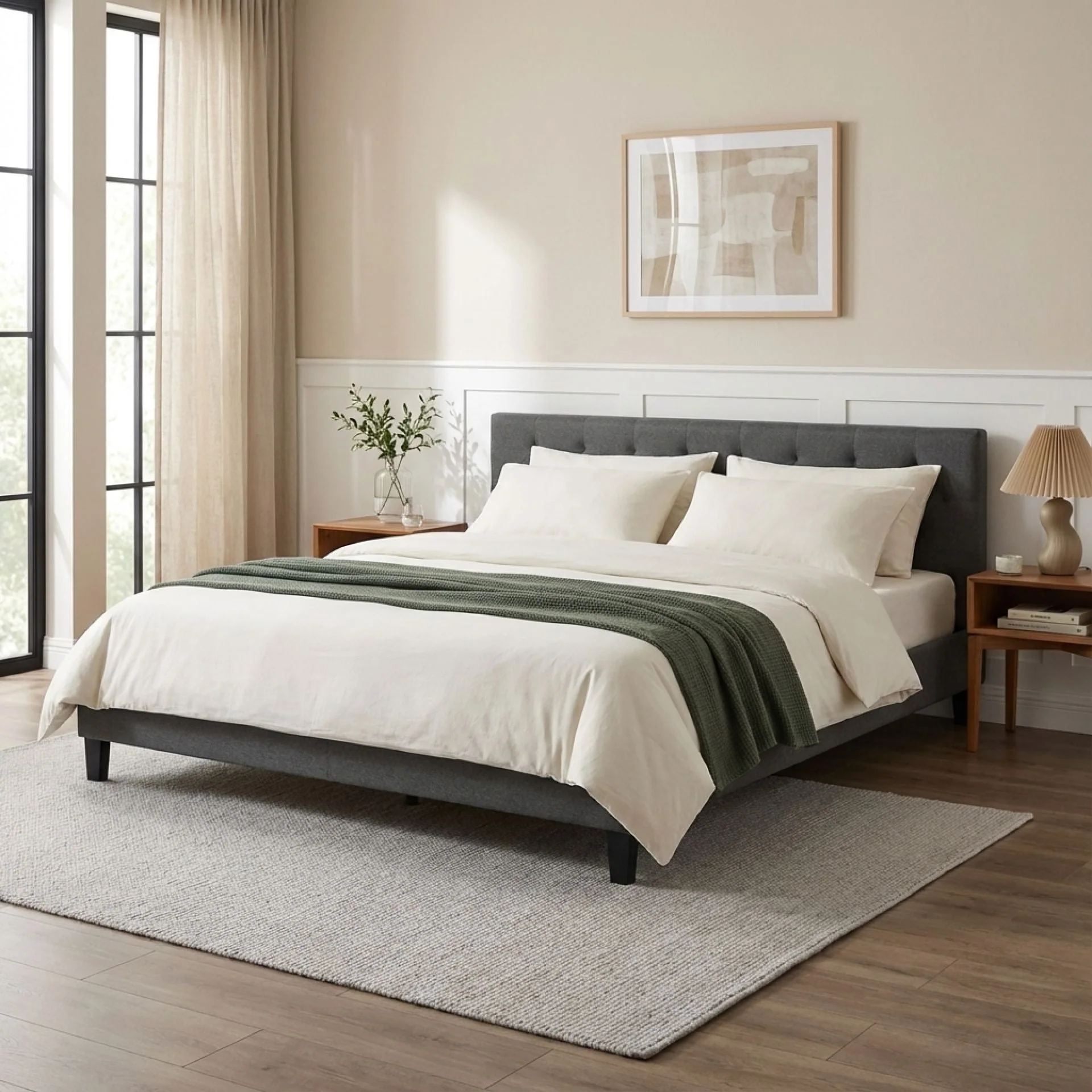 Blane Super King Bed Frame - Dark Grey - Image 3