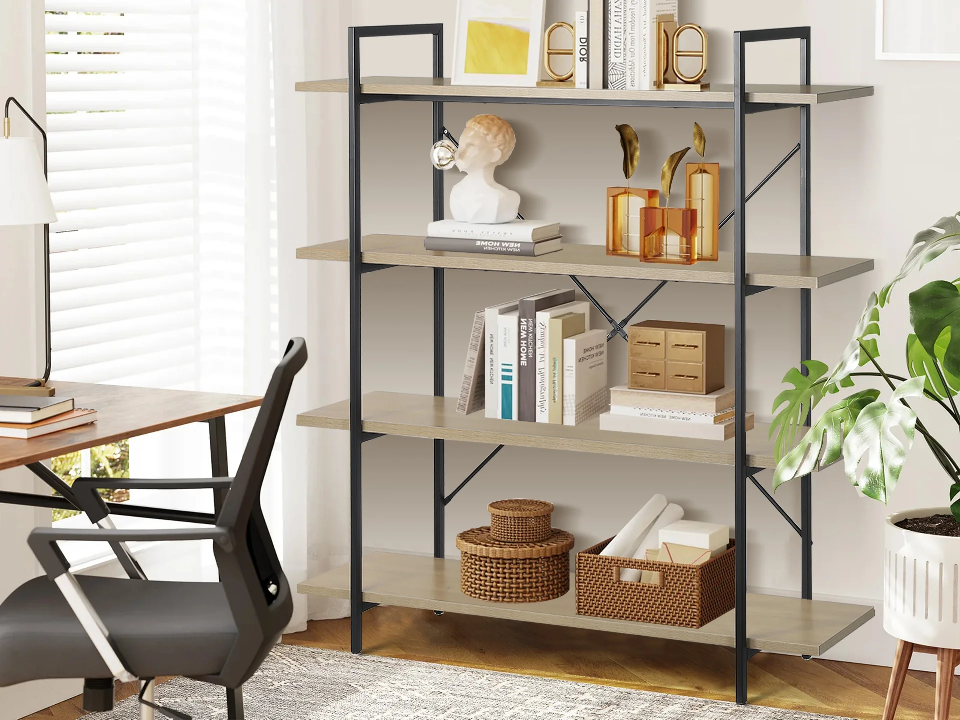 Bled 4 Tier Bookshelf - Oak - Image 2