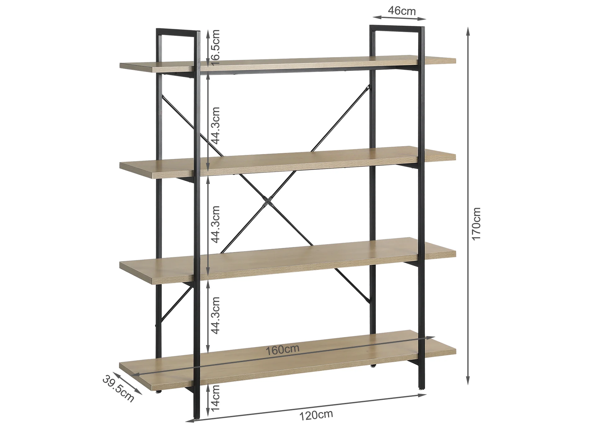 Bled 4 Tier Bookshelf - Oak - Image 7