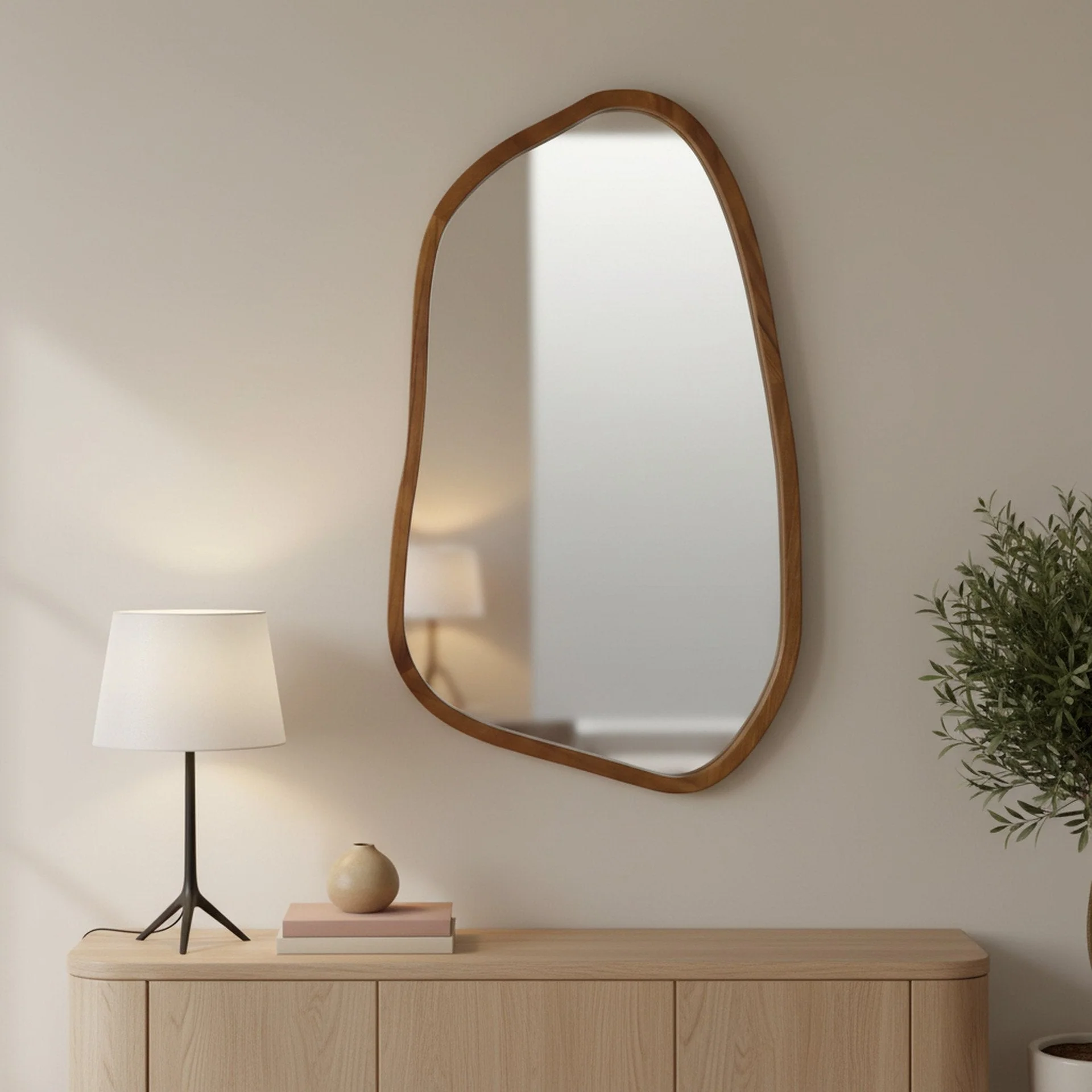 Bliss Pebble Wall Mirror 80cm - Light Wood - Image 2