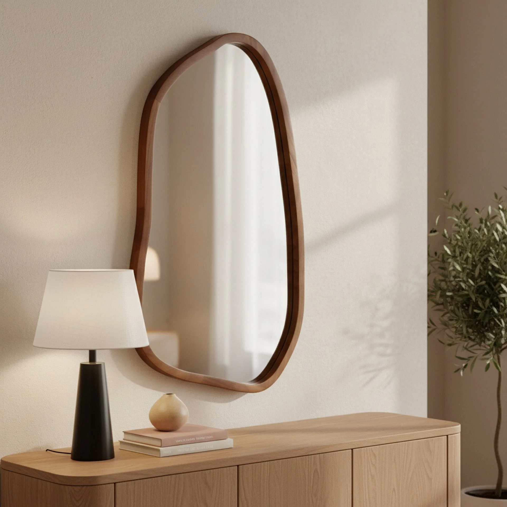 Bliss Pebble Wall Mirror 80cm - Light Wood - Image 3