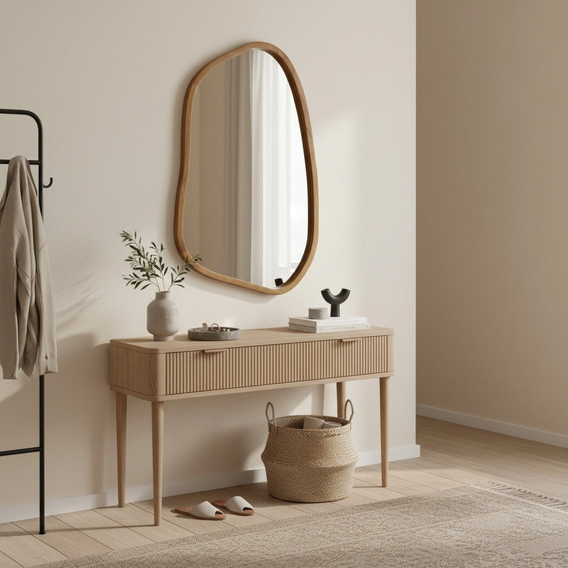 Bliss Pebble Wall Mirror 80cm - Light Wood - Image 6