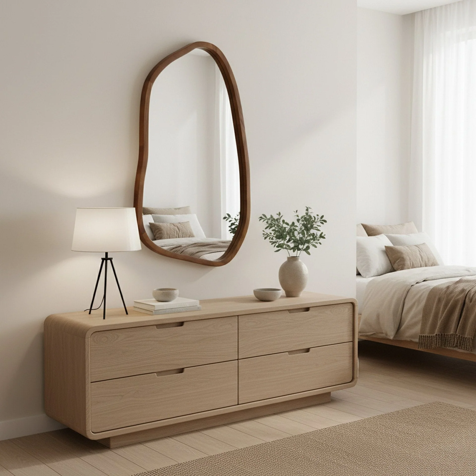Bliss Pebble Wall Mirror 80cm - Light Wood - Image 7