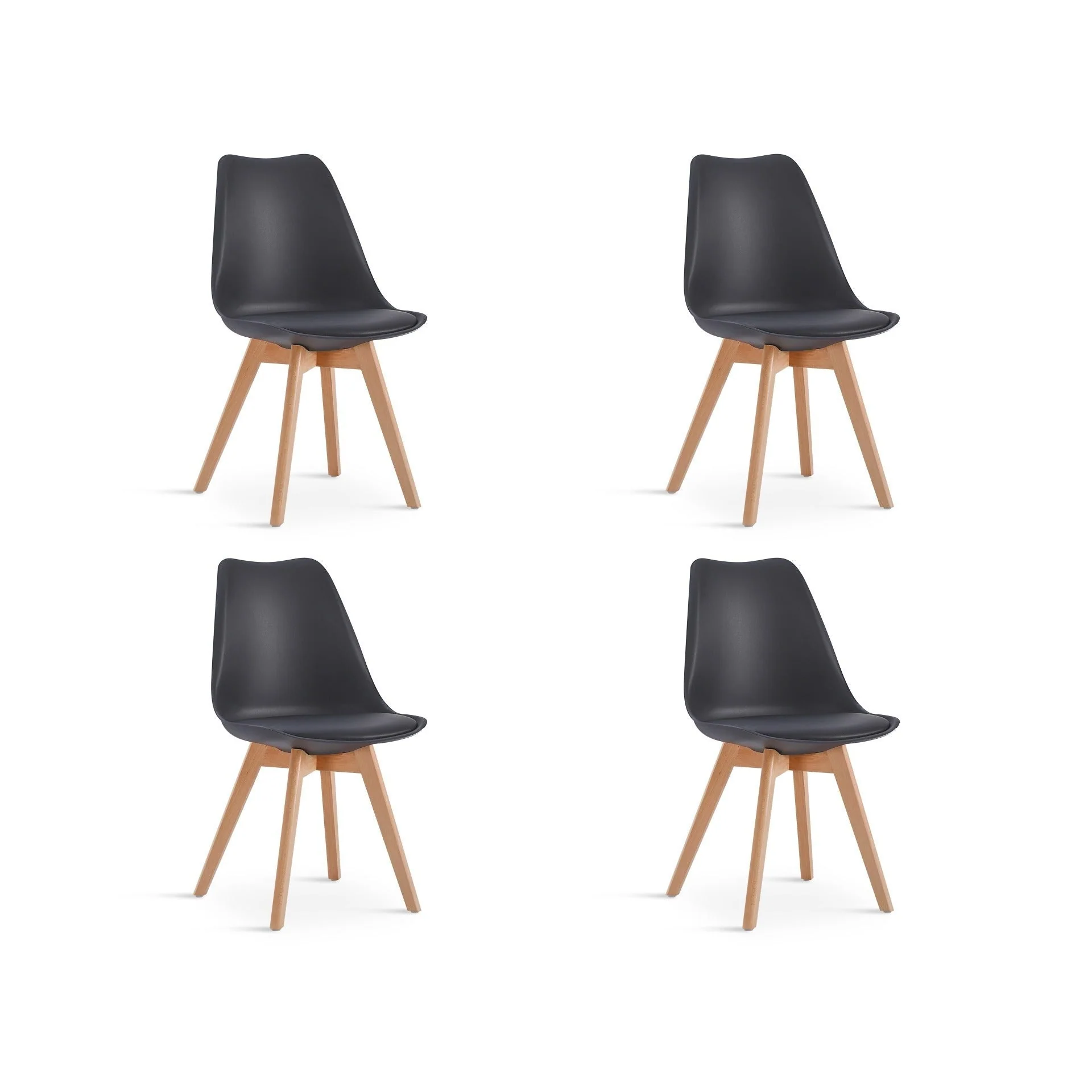 Bodhi Dining Chair with Padded Seat - Set of 4 - Black - Image 2