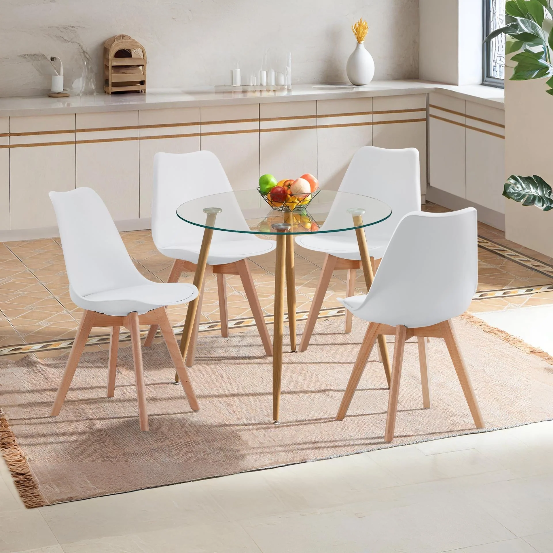 Bodhi Dining Chair with Padded Seat - Set of 4 - White