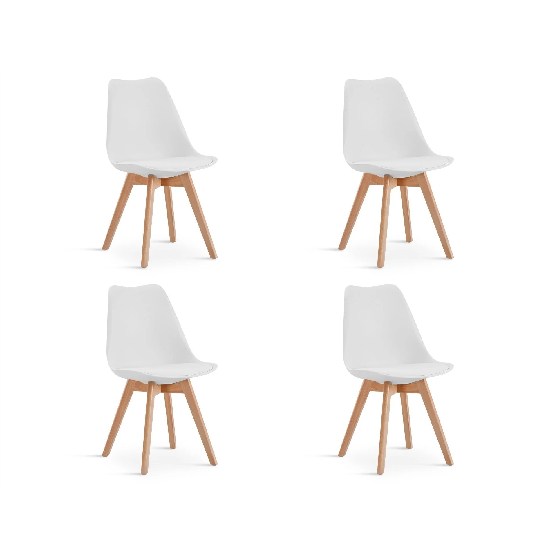 Bodhi Dining Chair with Padded Seat - Set of 4 - White - Image 2