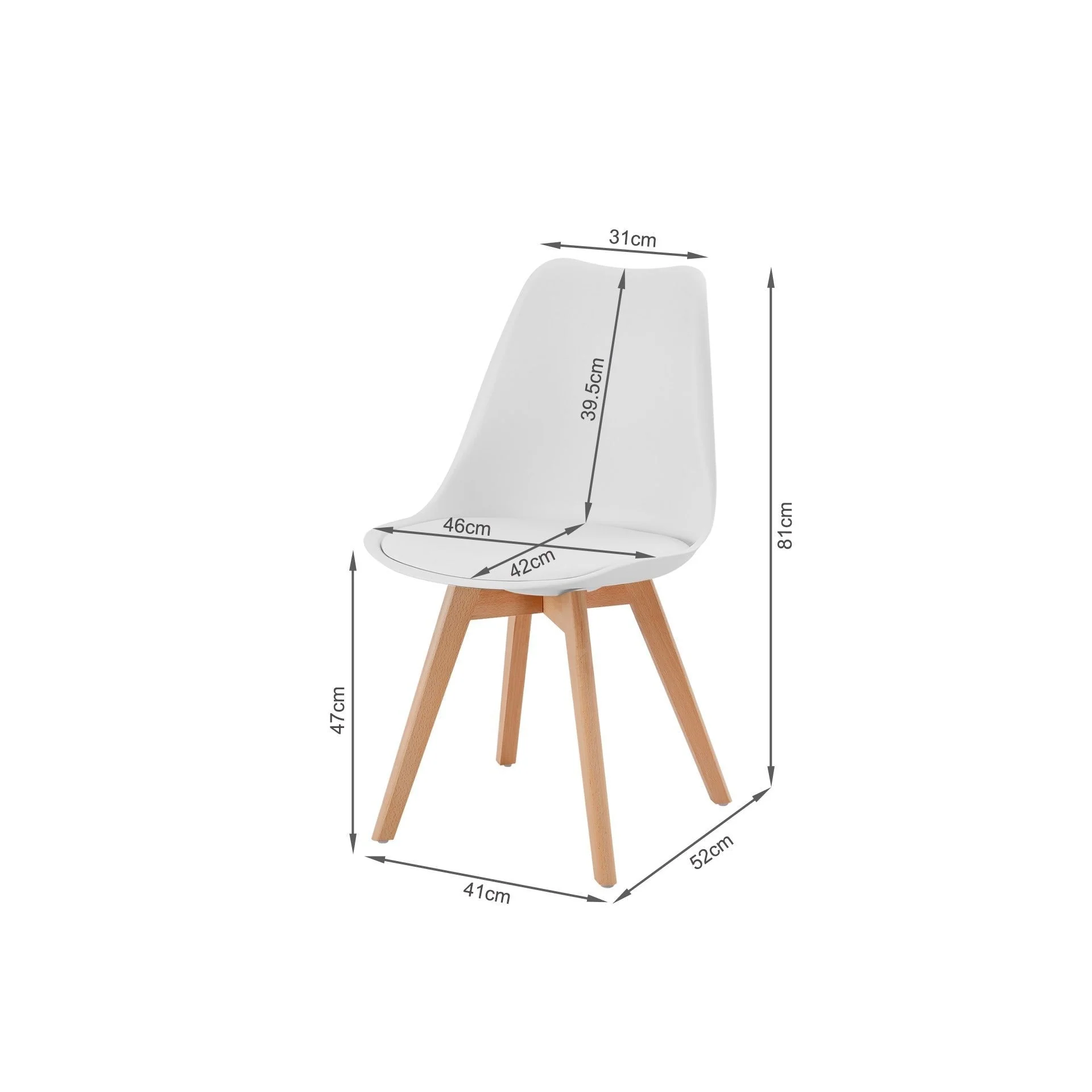 Bodhi Dining Chair with Padded Seat - Set of 4 - White - Image 6