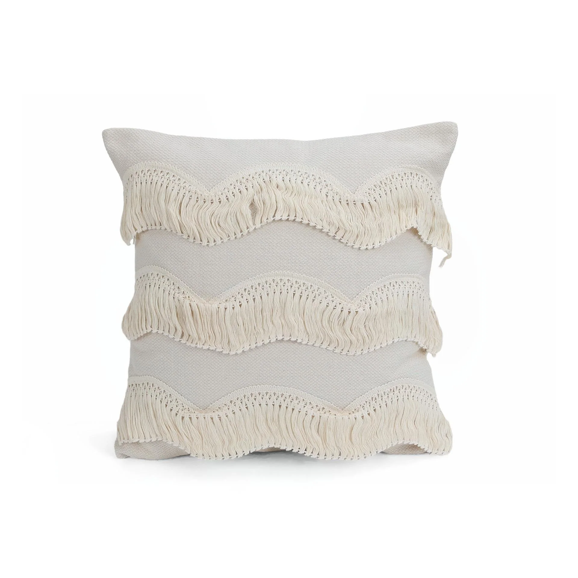 Bohemian Wavy Tassell Cushion 45x45cm