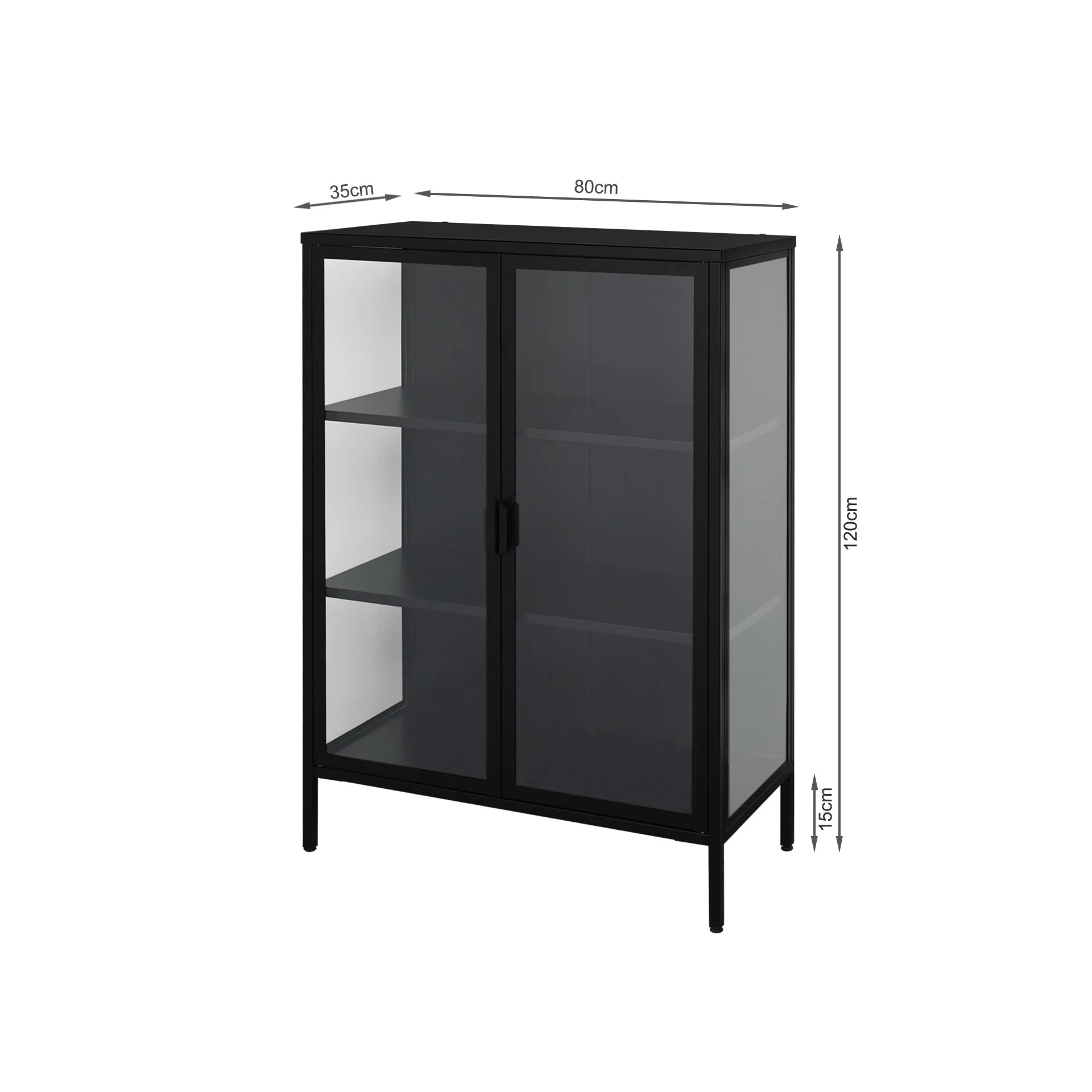 Boise 1.2m Display Cabinet - Black - Image 7