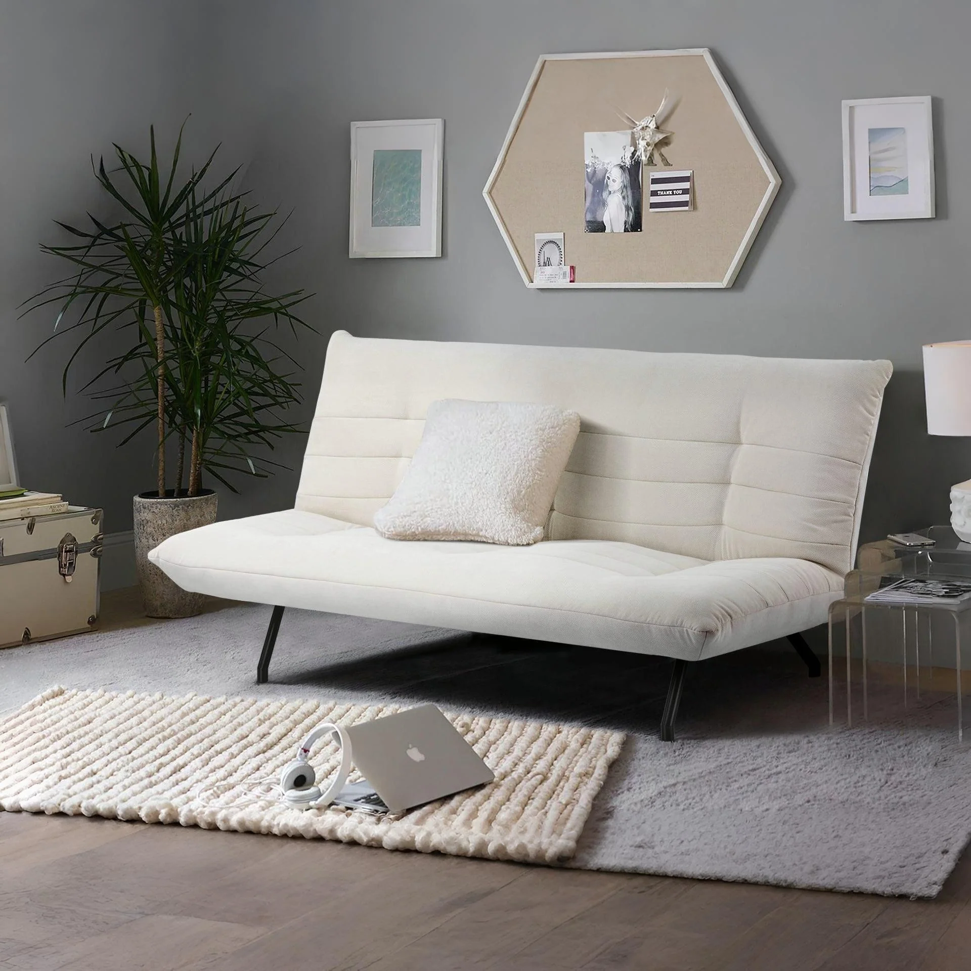 Bolivia 3 Seater Sofa Bed - White