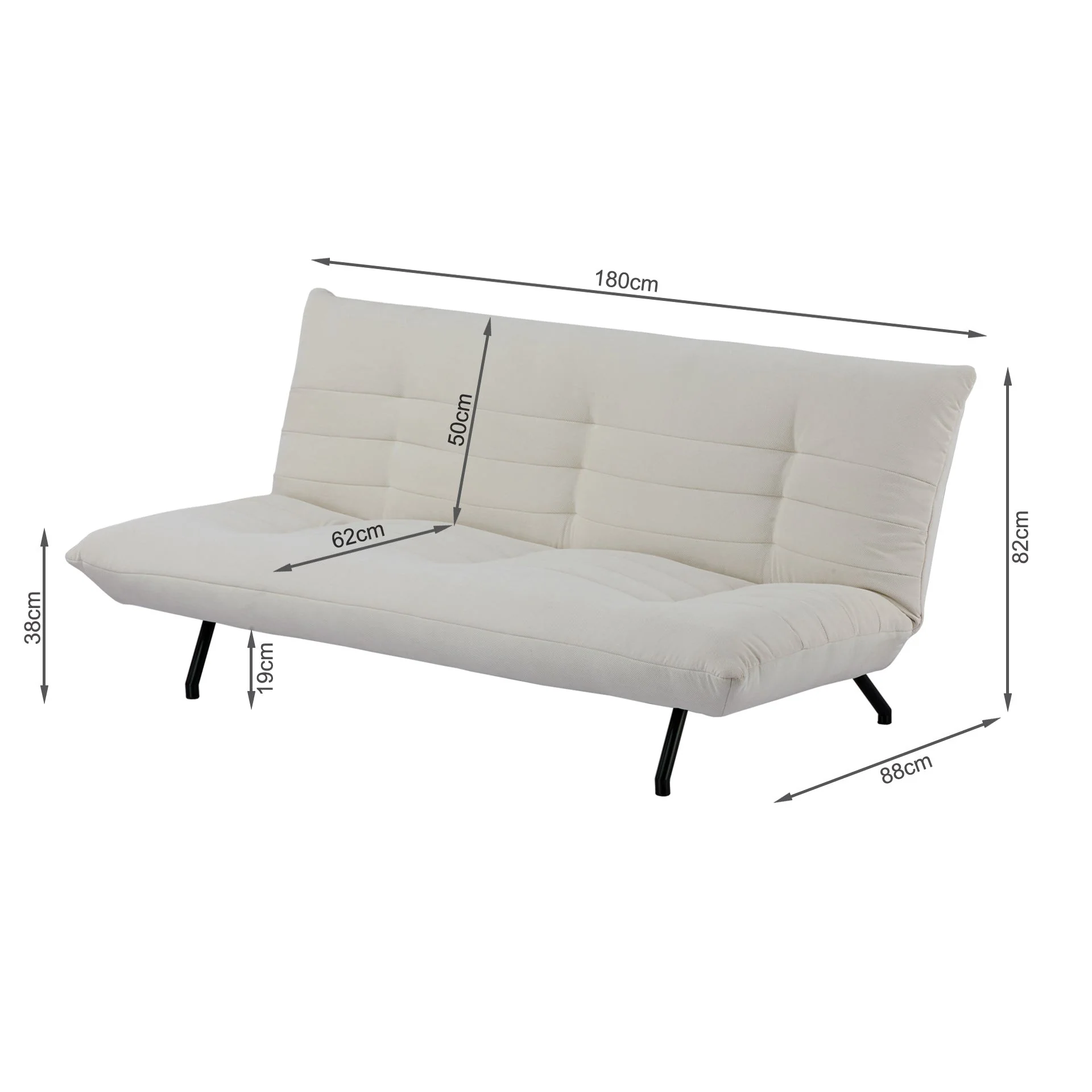 Bolivia 3 Seater Sofa Bed - White - Image 8