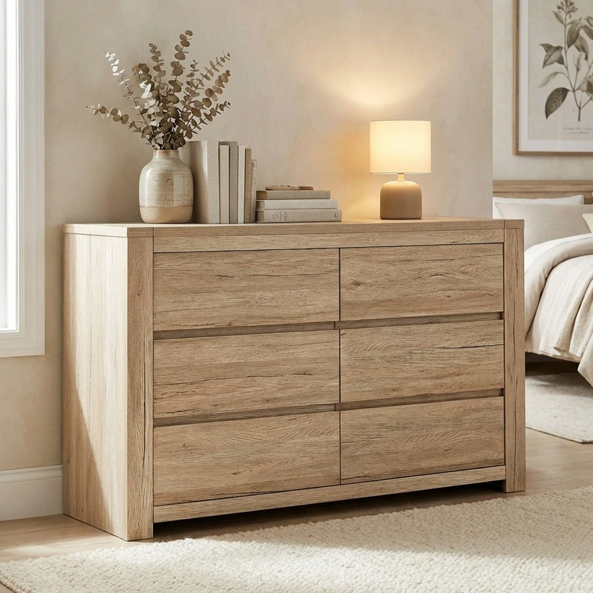 Borneo 6 Drawers Lowboy - Oak - Image 4