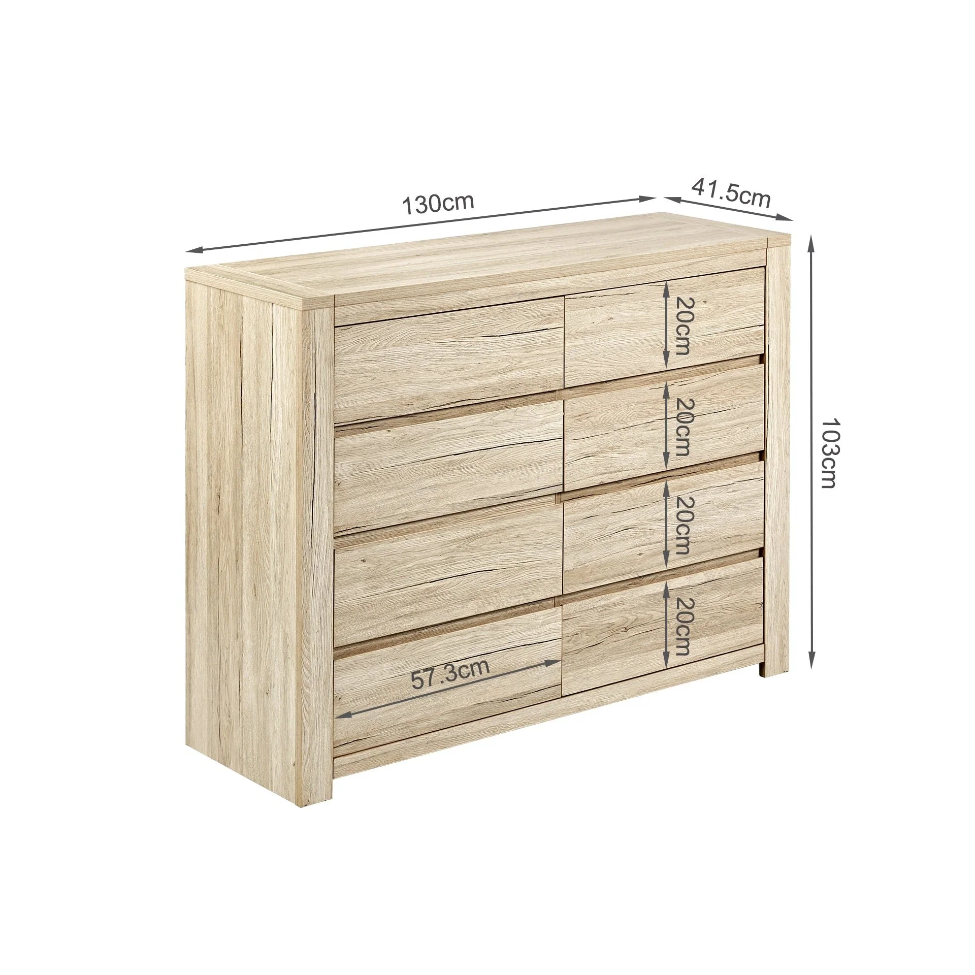 Borneo 8 Drawers Lowboy - Oak - Image 15