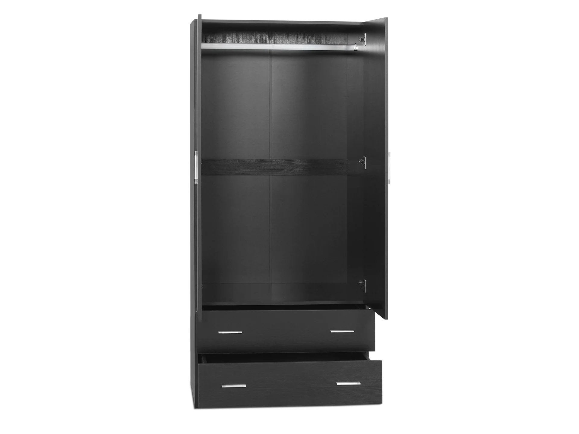 Bram 2 Door Wardrobe with 2 Drawers - Black - Image 3