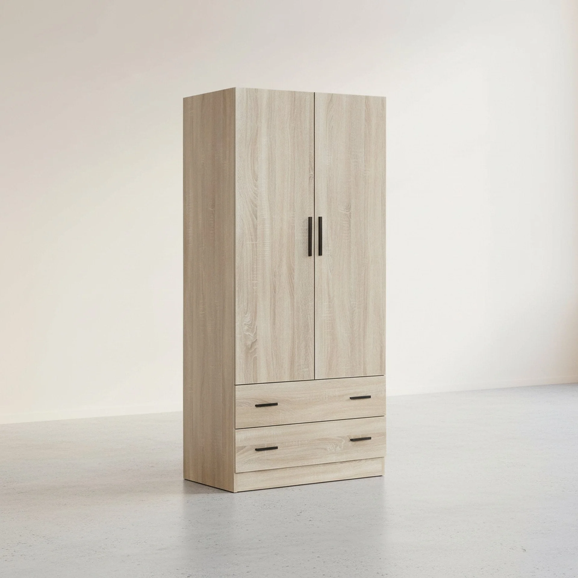 Bram 2 Door Wardrobe with 2 Drawers - Oak - Image 5