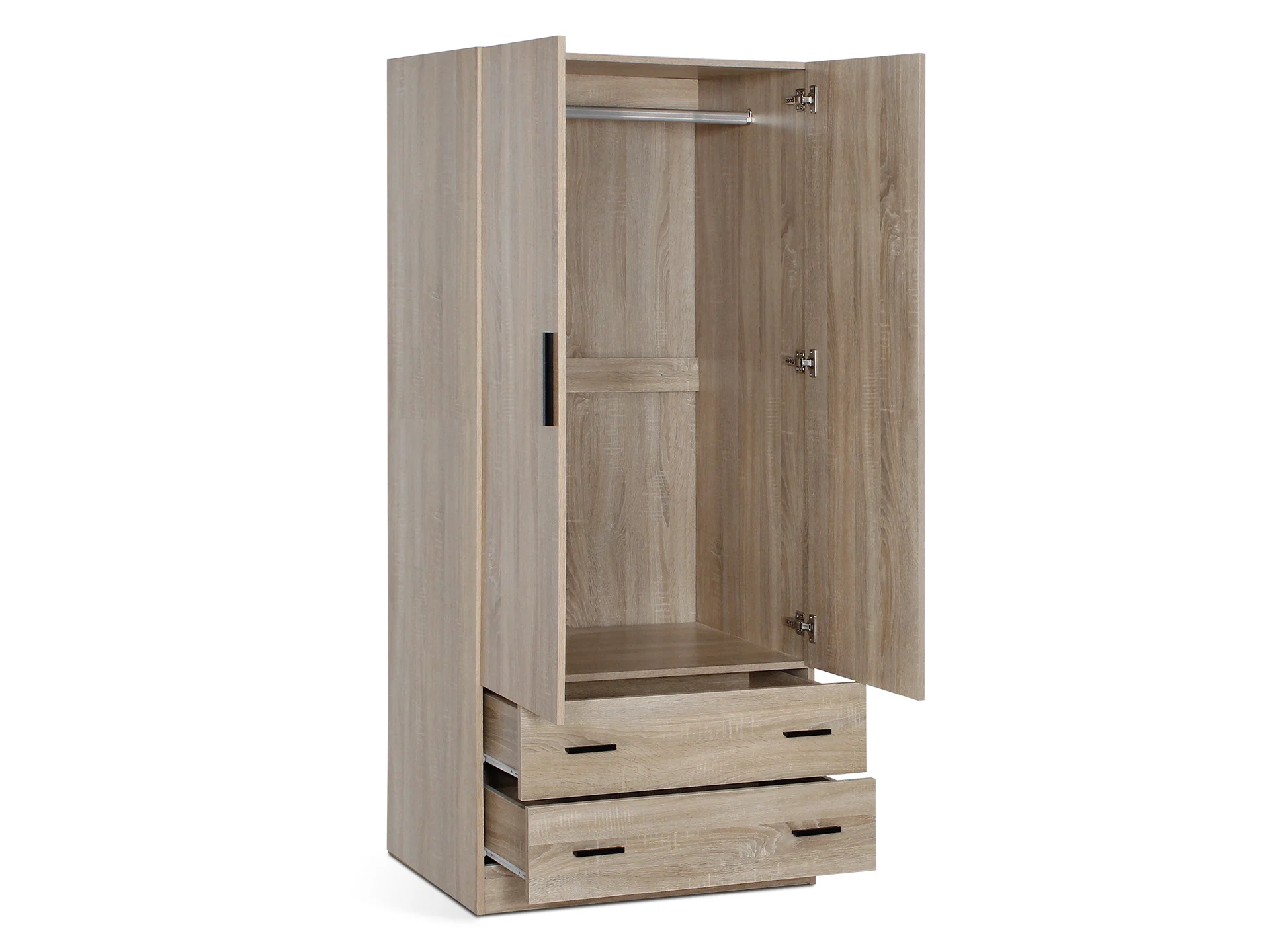 Bram 2 Door Wardrobe with 2 Drawers - Oak - Image 4