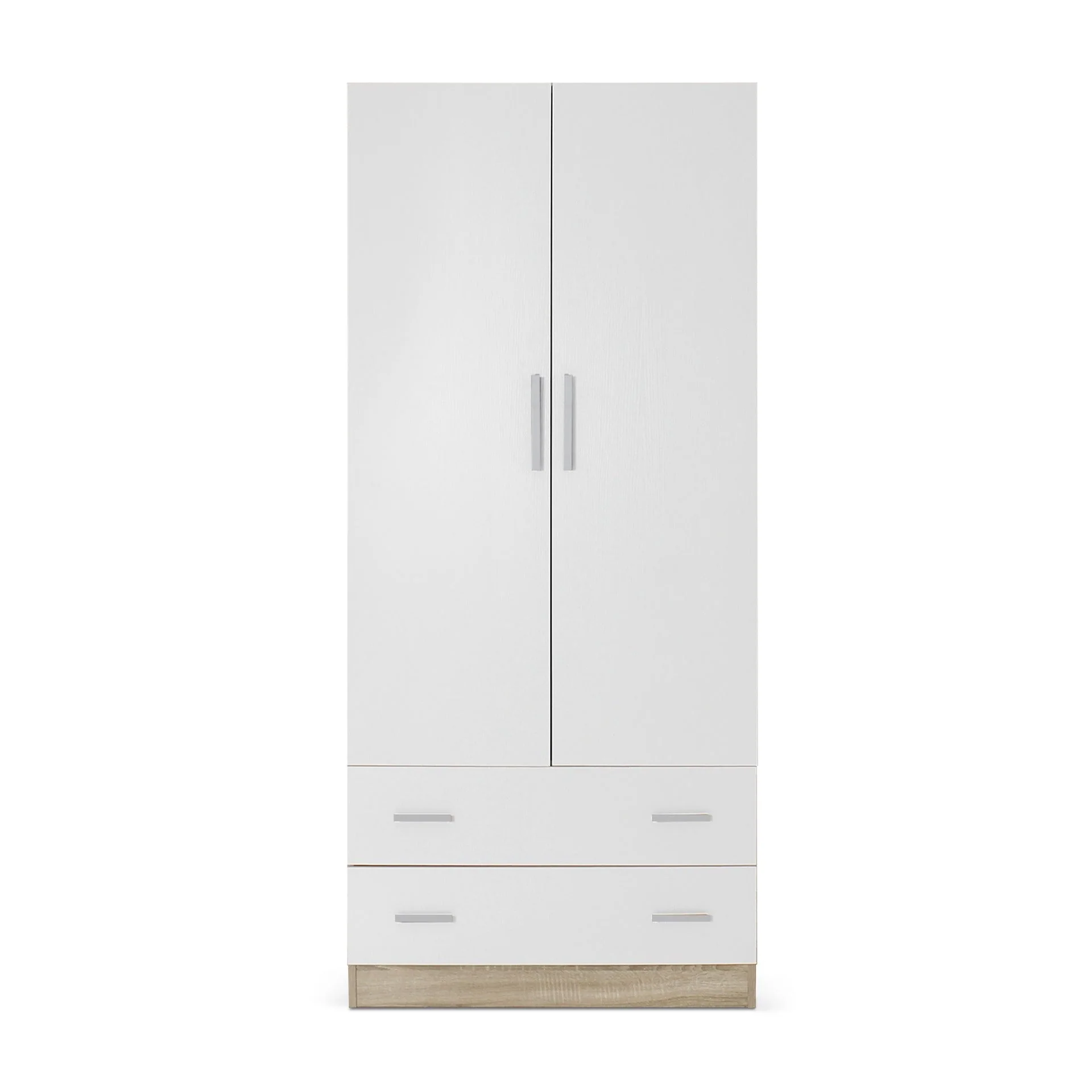 Bram 2 Door Wardrobe with 2 Drawers - Oak + White - Image 8