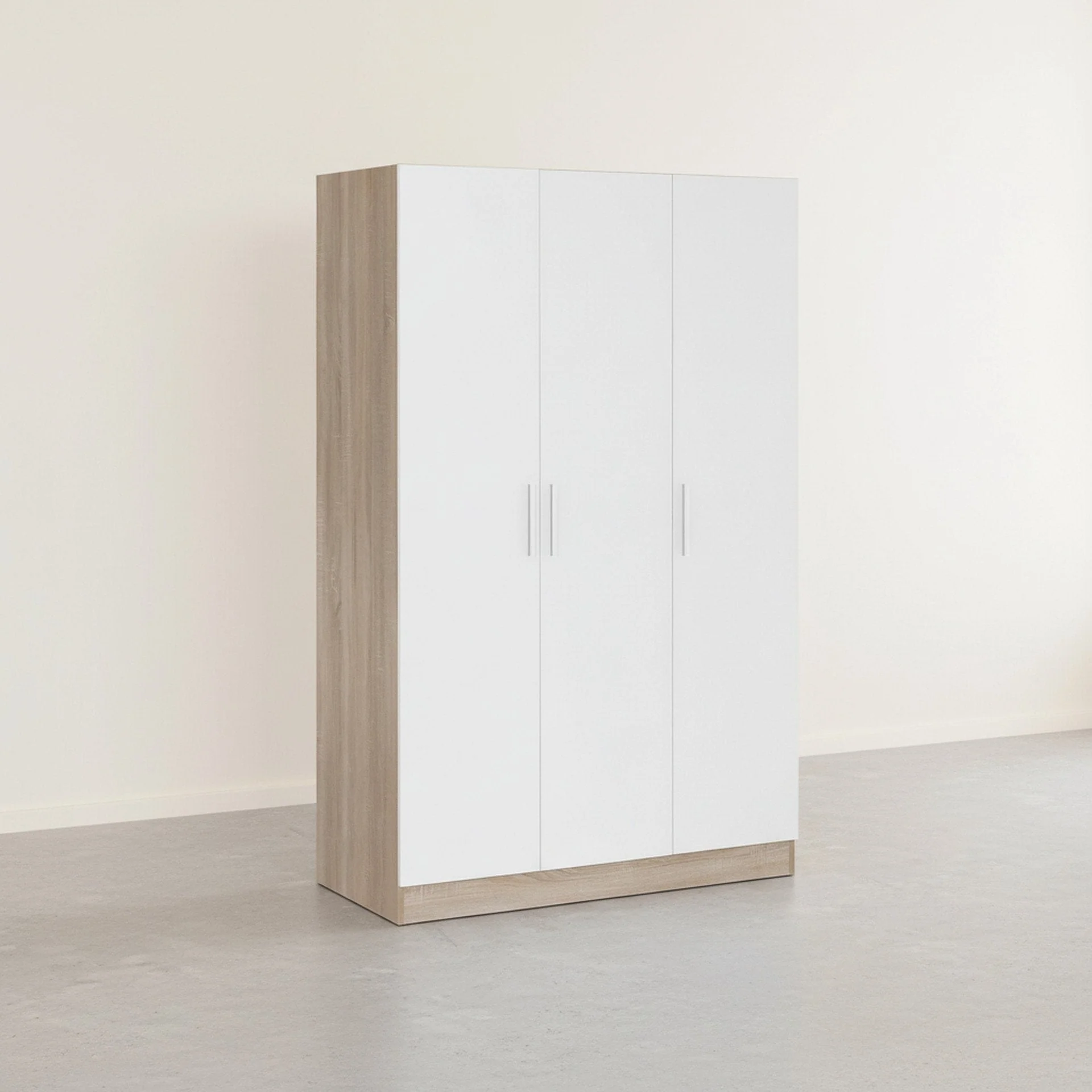 Bram 3 Door Wardrobe Cabinet - Oak + White - Image 6