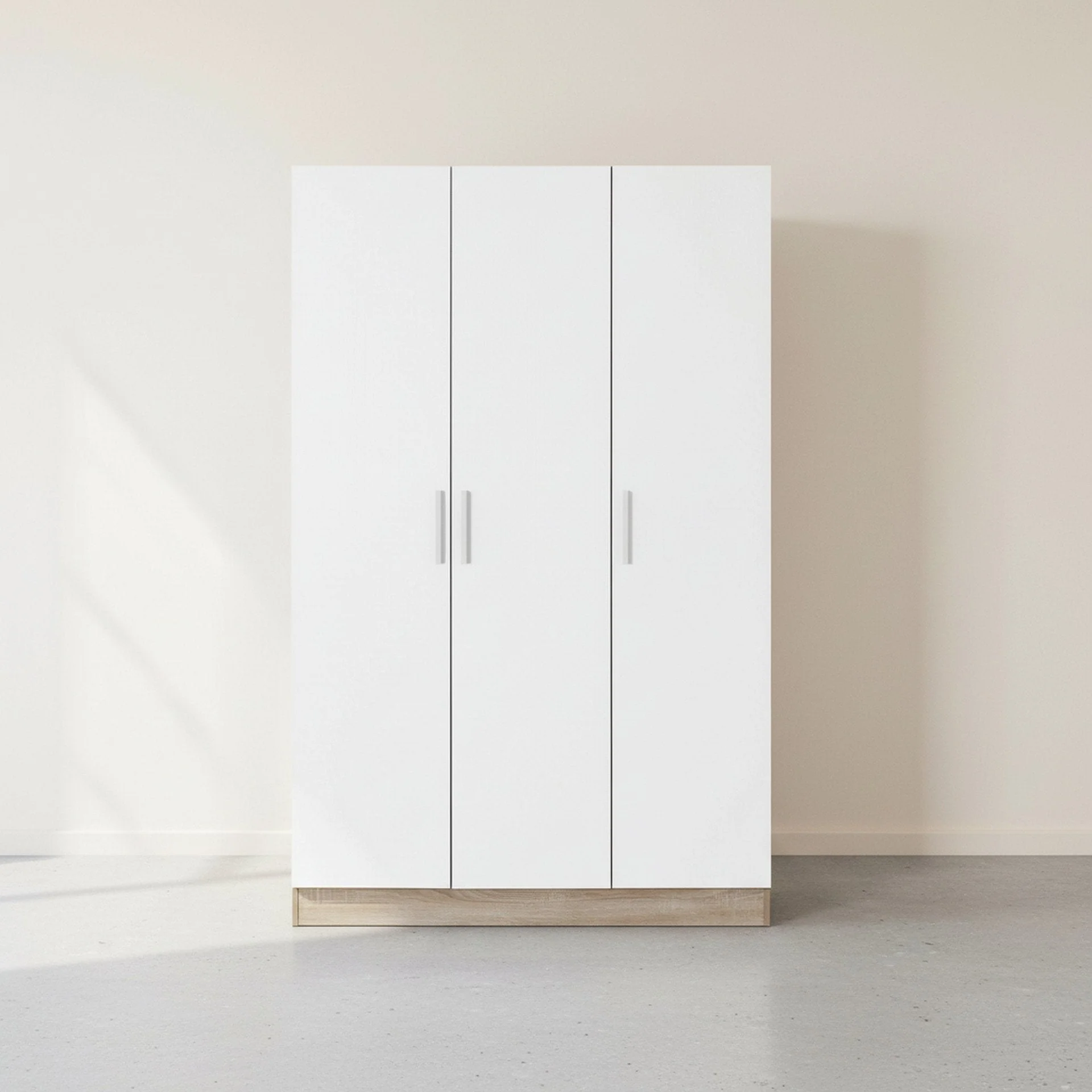 Bram 3 Door Wardrobe Cabinet - Oak + White - Image 7